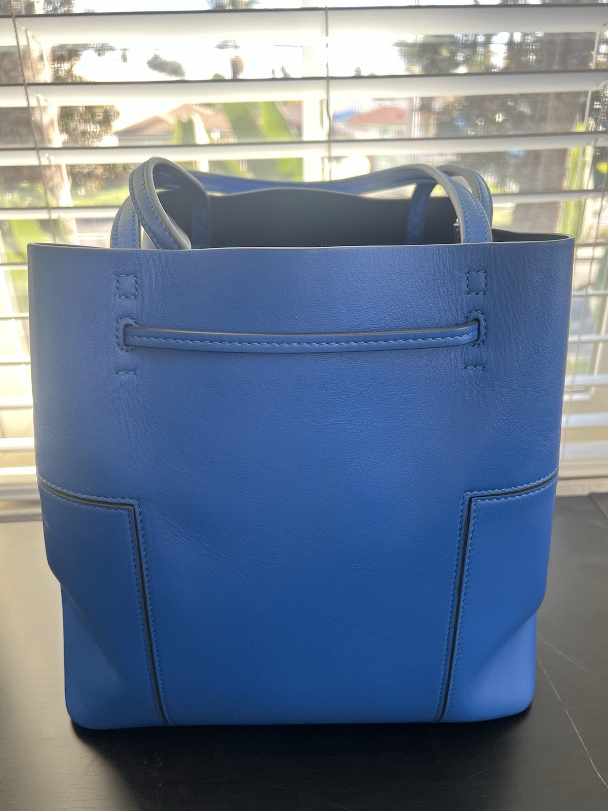 Tory Burch Block-T Bucket Bag Blue with Dust Bag
