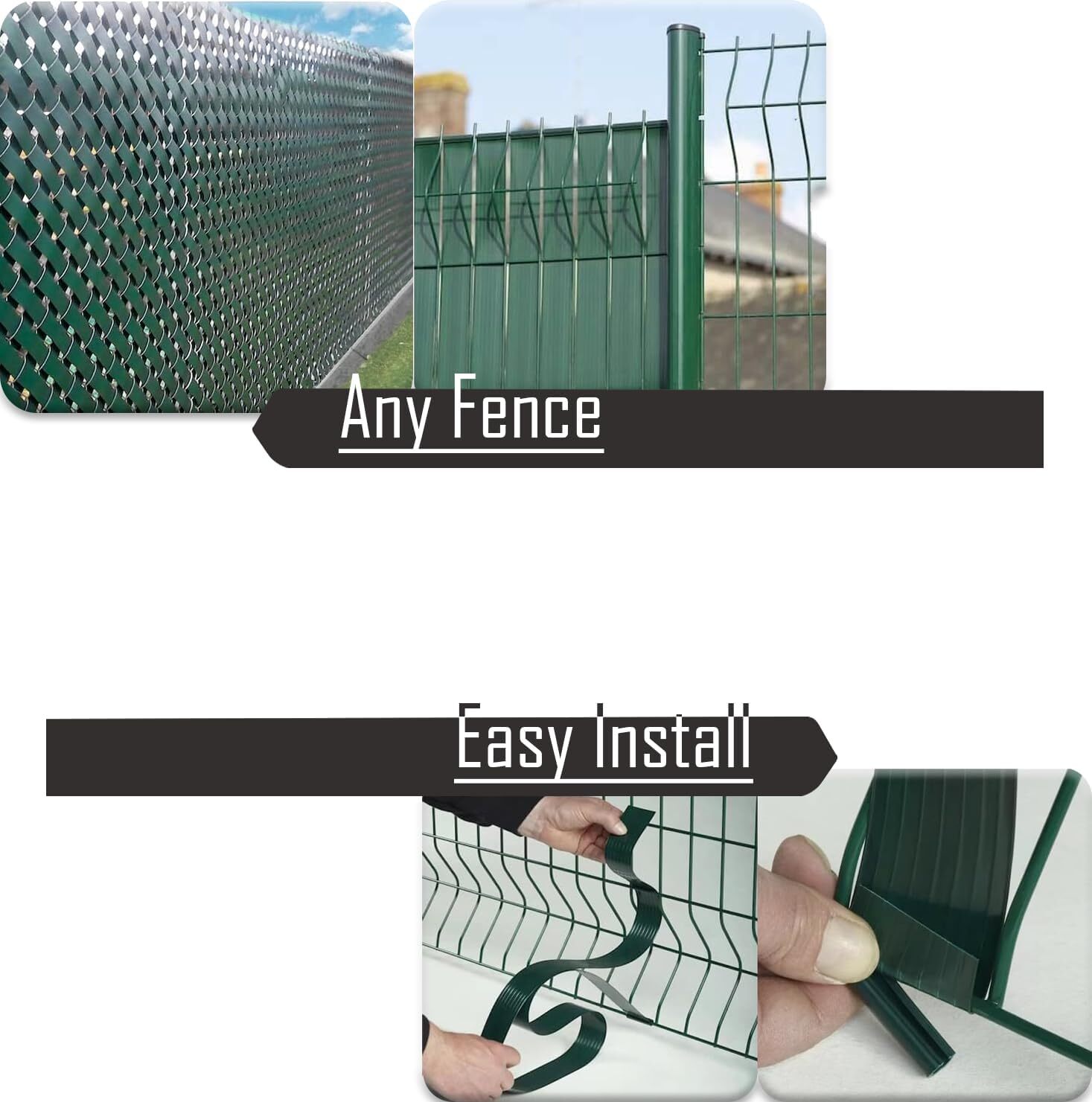 Chain Link Fence Privacy Slats Tape w/ Brass Fasteners, Green, 1.8 in x 250 ft