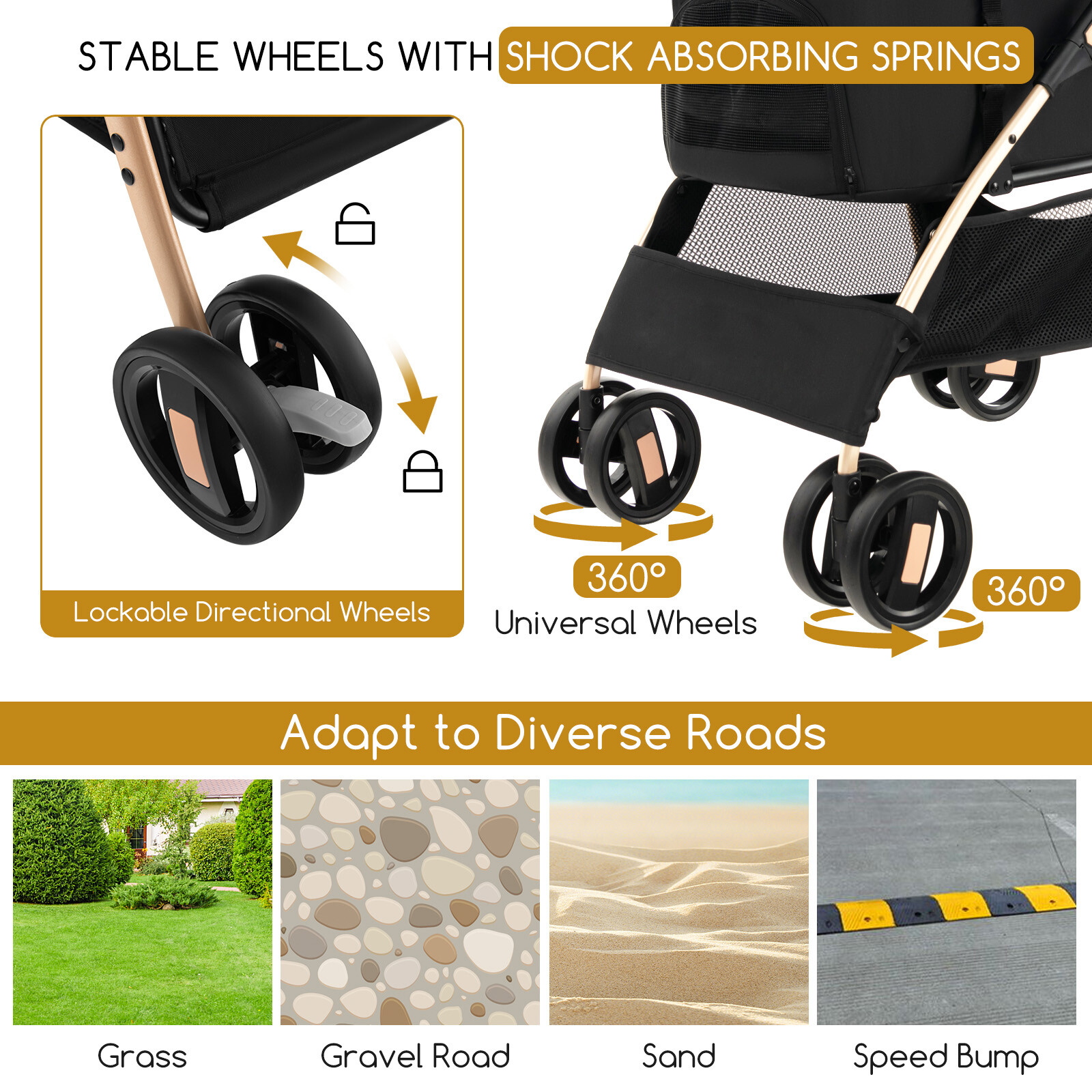 3-in-1 Foldable Pet Stroller with Storage Basket, Removable Car Seat Carrier