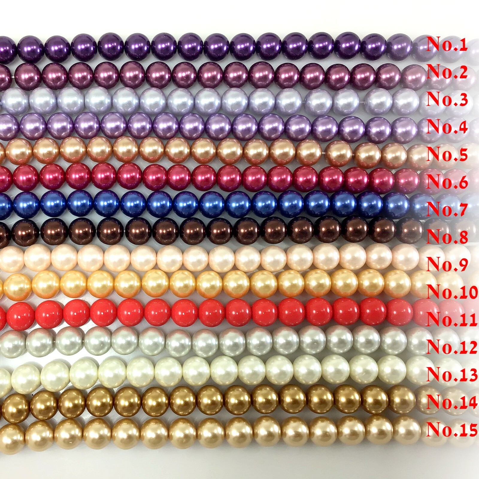 High Quality Glass Pearl Round Spacer Loose Beads 3mm 4mm 6mm 8mm 10mm 12mm 15"