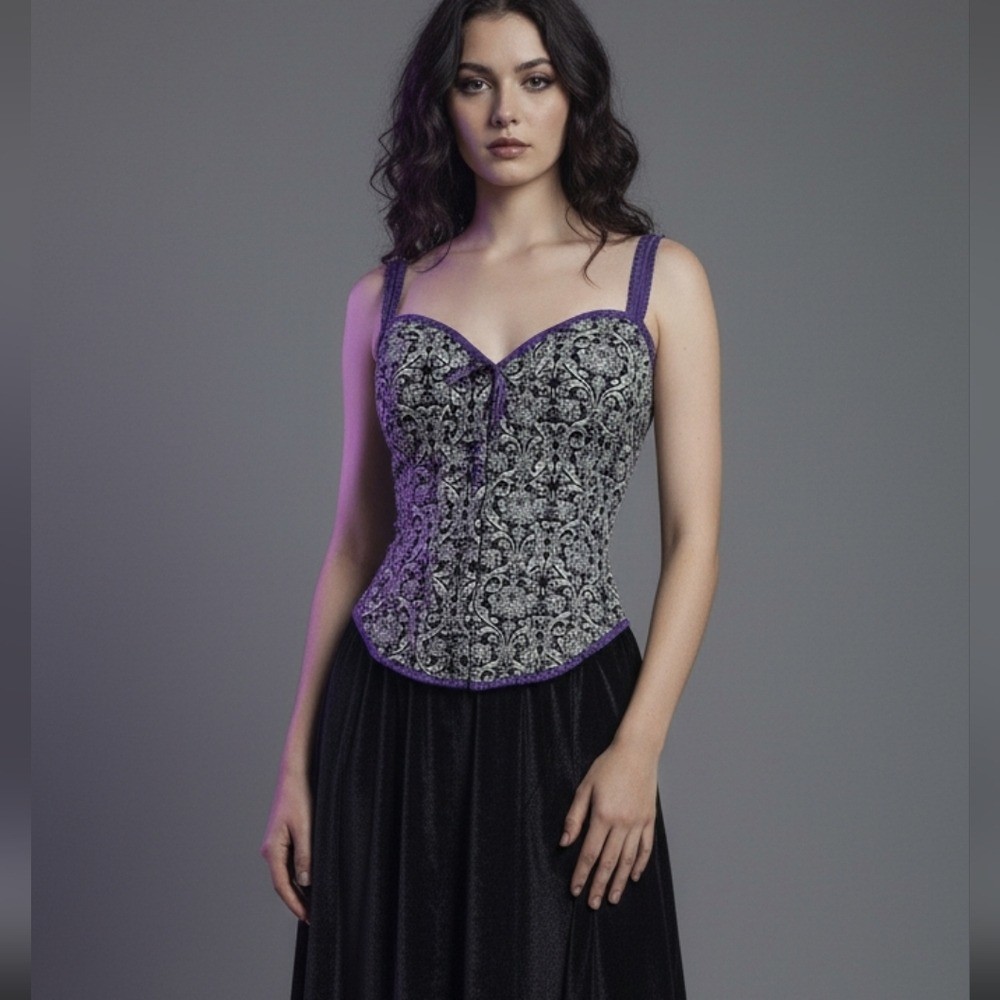 Cacique Baroque Mesh Corset Top Romantic Coquette Y2K Whimsigoth 18/20 Plus