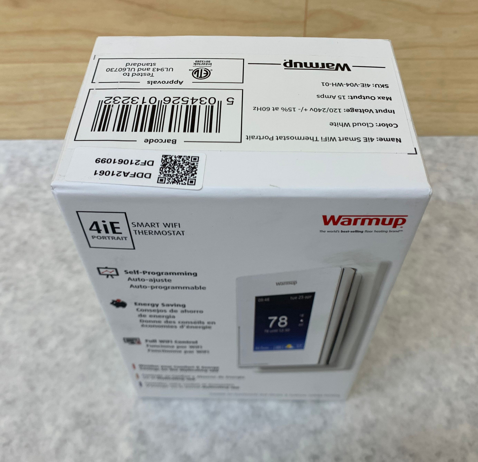 Warmup 4iE Smart WiFi Portrait Heated Floor Thermostat in White (4iE-V04-WH-01)