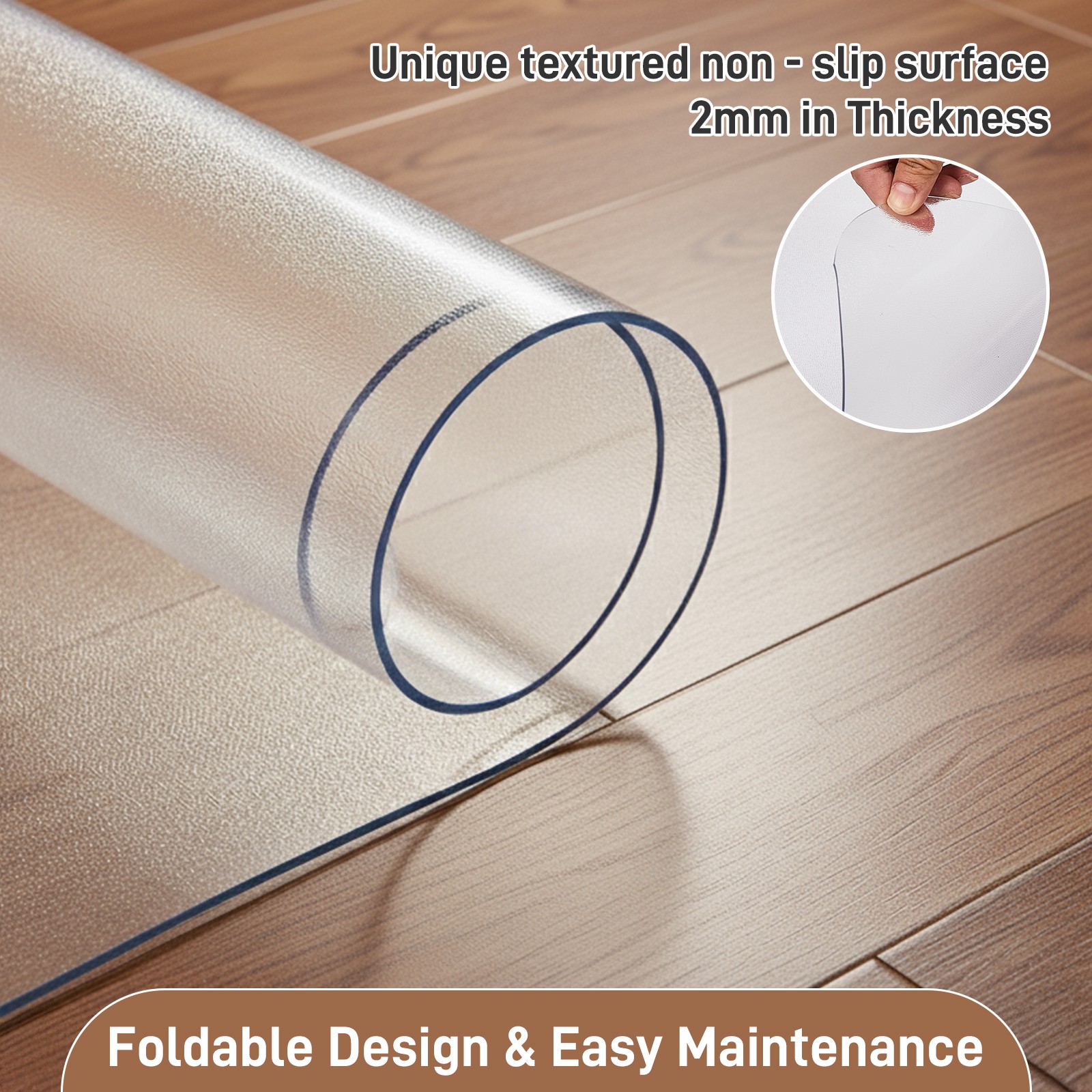 Desk Chair Floor Mat 30"x48", Durable 0.08" Thick PVC Mat with Rounded Corners