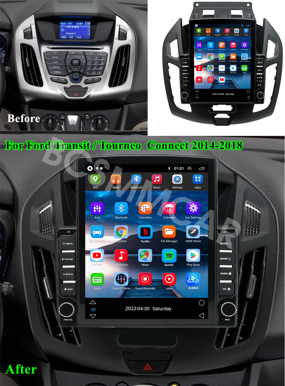 Fit For Ford Transit Connect 2014-2018 Stereo Radio Player For Carplay GPS WIFI
