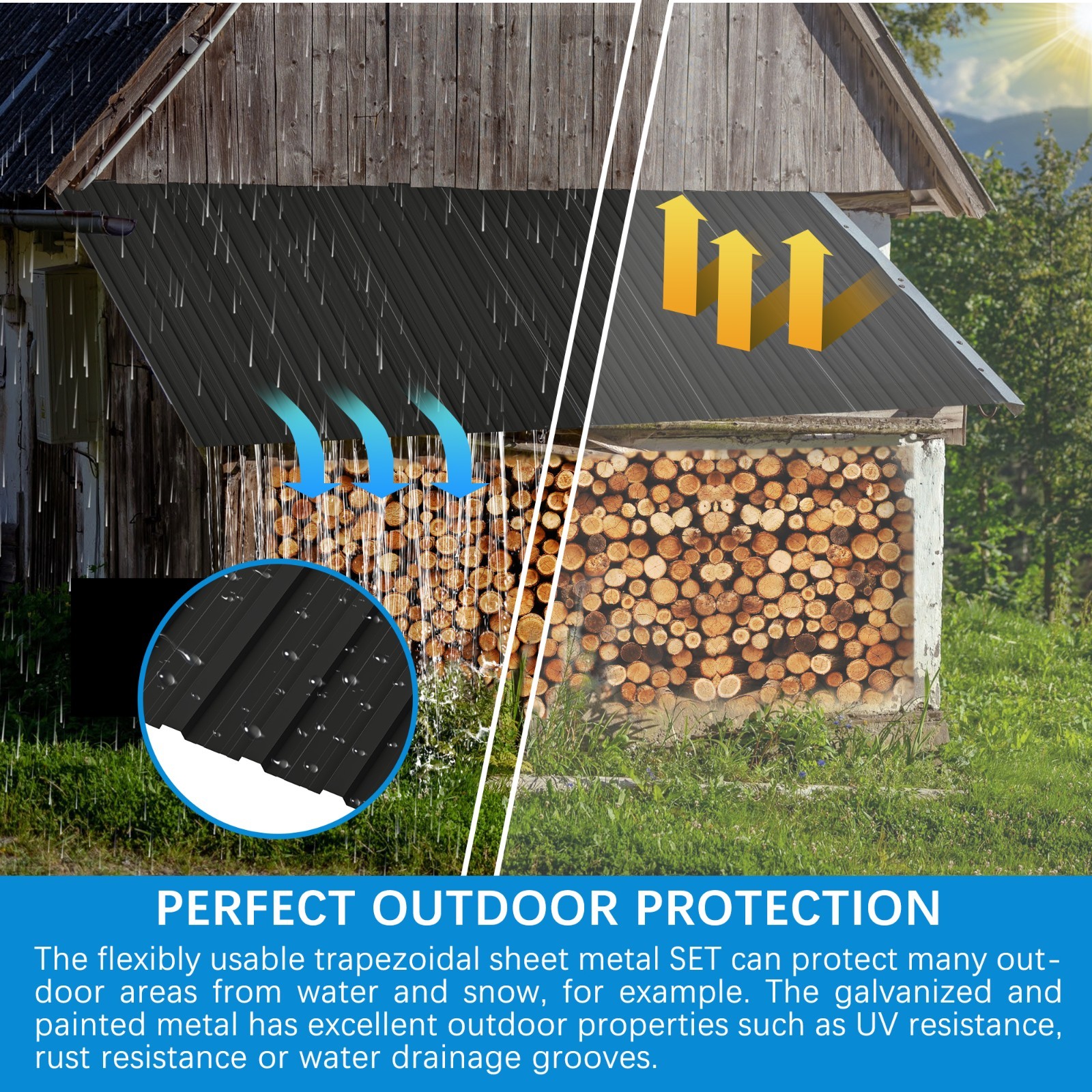 25 PCS Roof Panels Galvanized Steel Hardware Metal Roofing Sheets Wall Panels