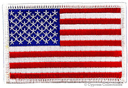 LOT 2 AMERICAN FLAG PATCH shoulder USA WHITE embroidered iron-on UNITED STATES