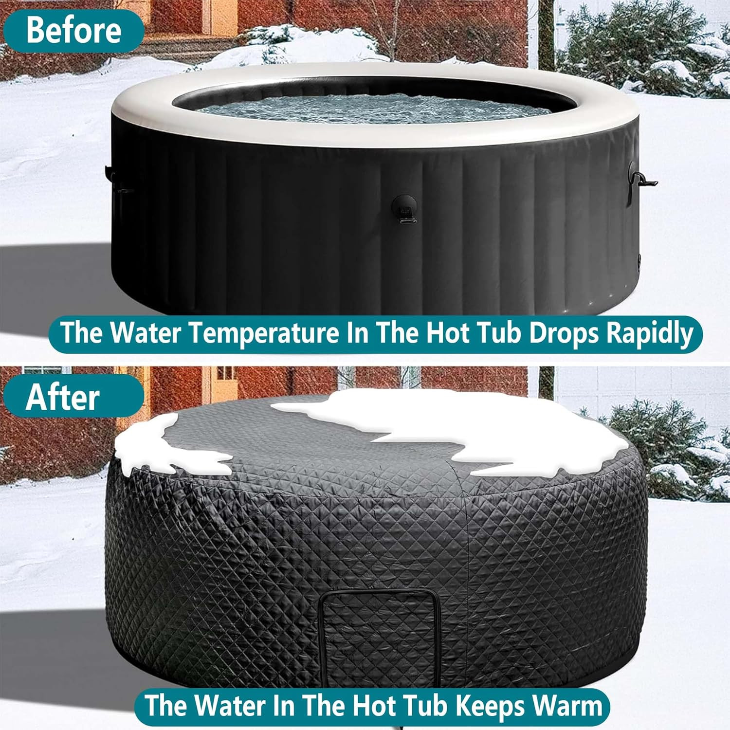 67'' X 27'' Insulated Inflatable Hot Tub Thermal Cover, Energy Efficient Hot Tub