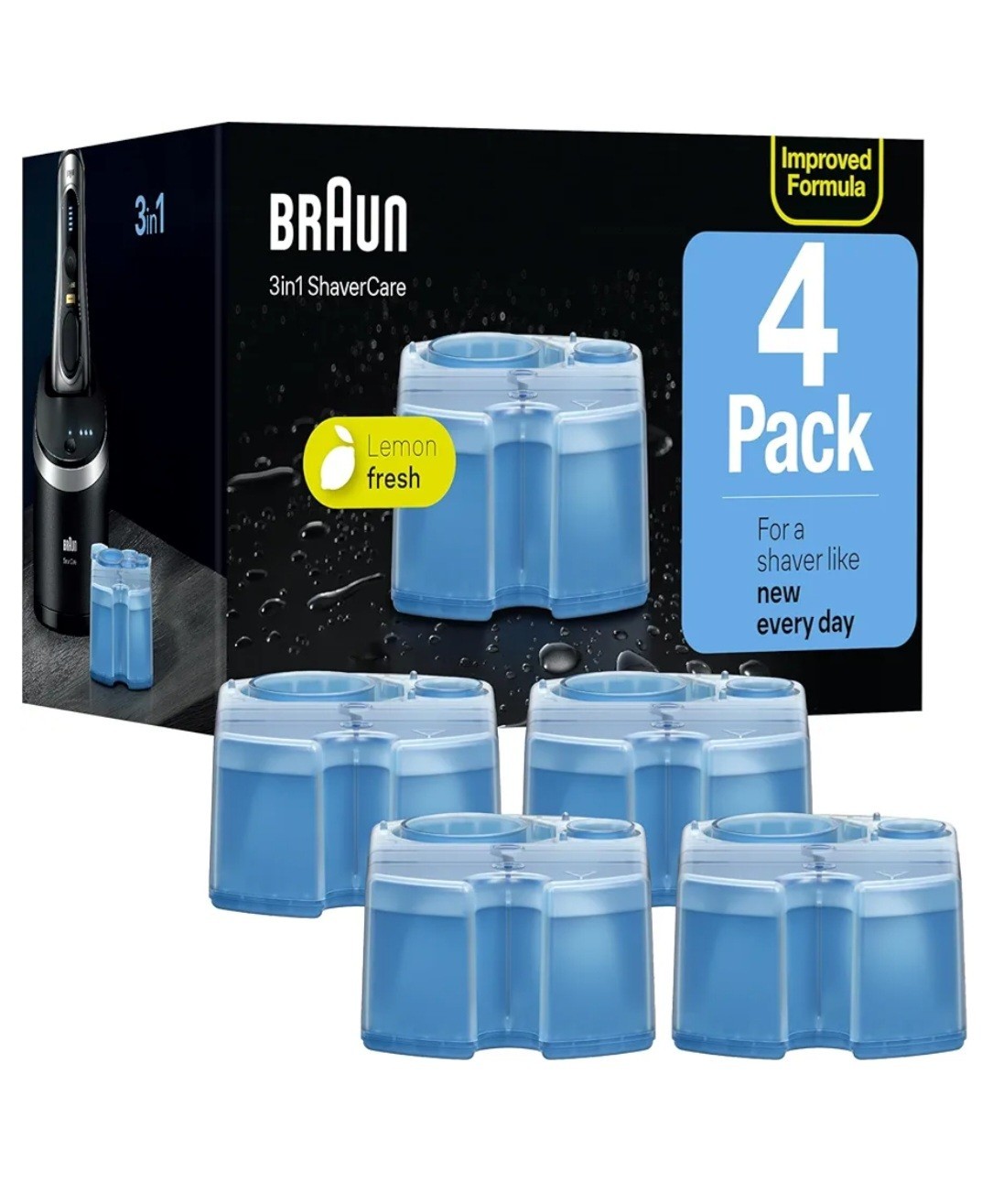 Braun Clean & Renew CCR Refill Cartridges 4 Pack Fits All Stations Lemon NEW NIB