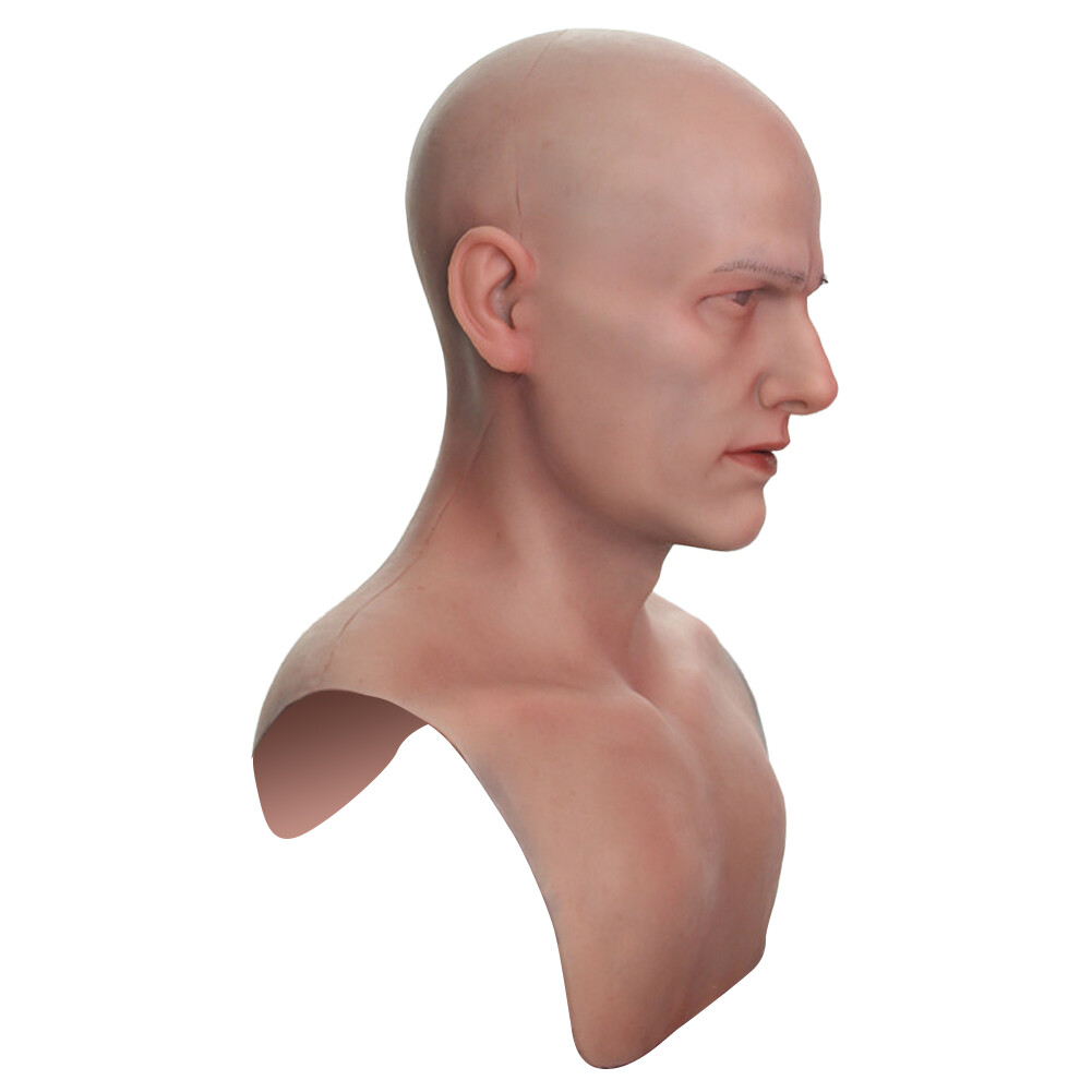 Dokier Silicone Male Hood Headgear Masquerade Lifelike Full Head Party Props