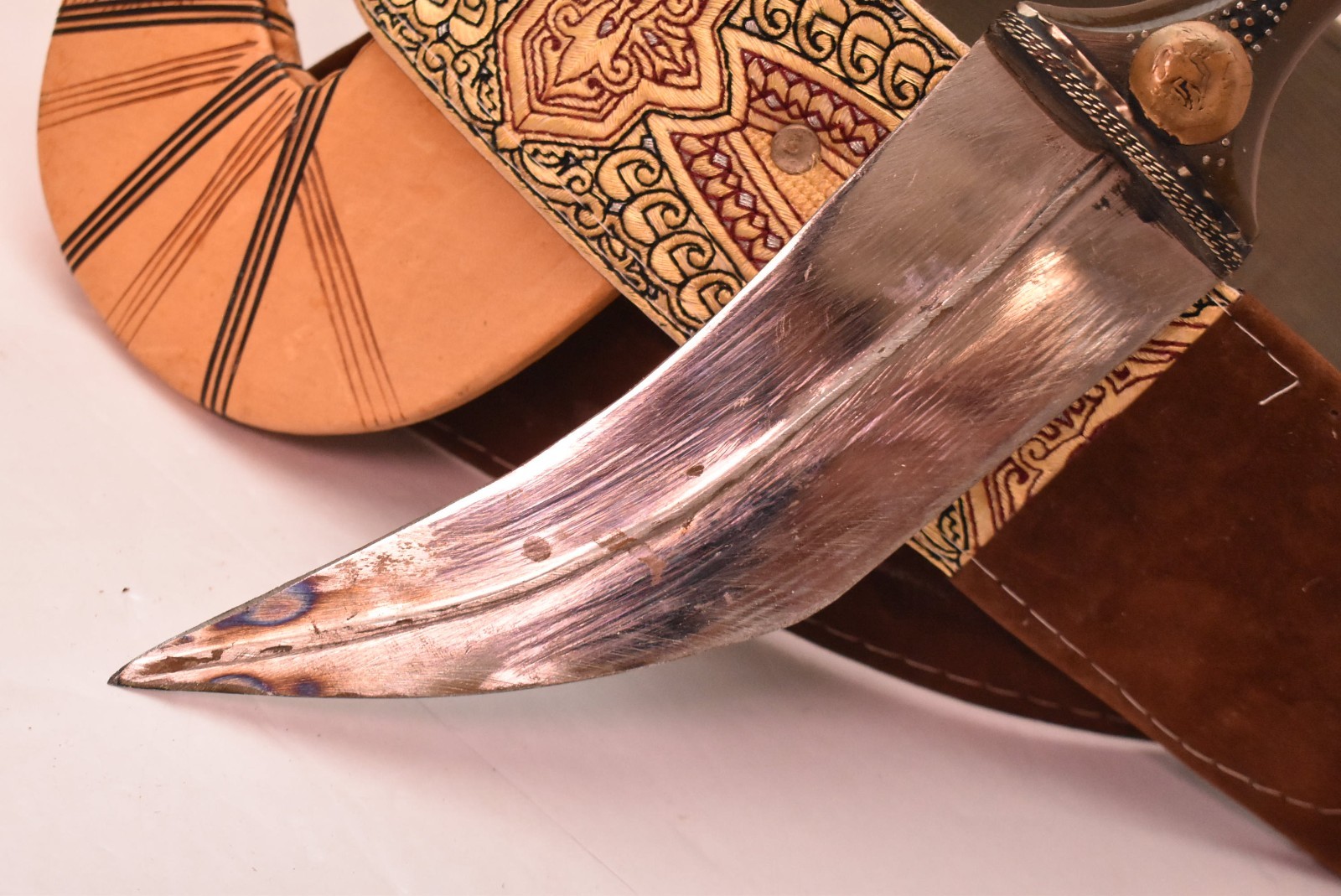 Beautiful Antique Authentic Yemeni Jambiya Dagger With Belt Knife Vintage-