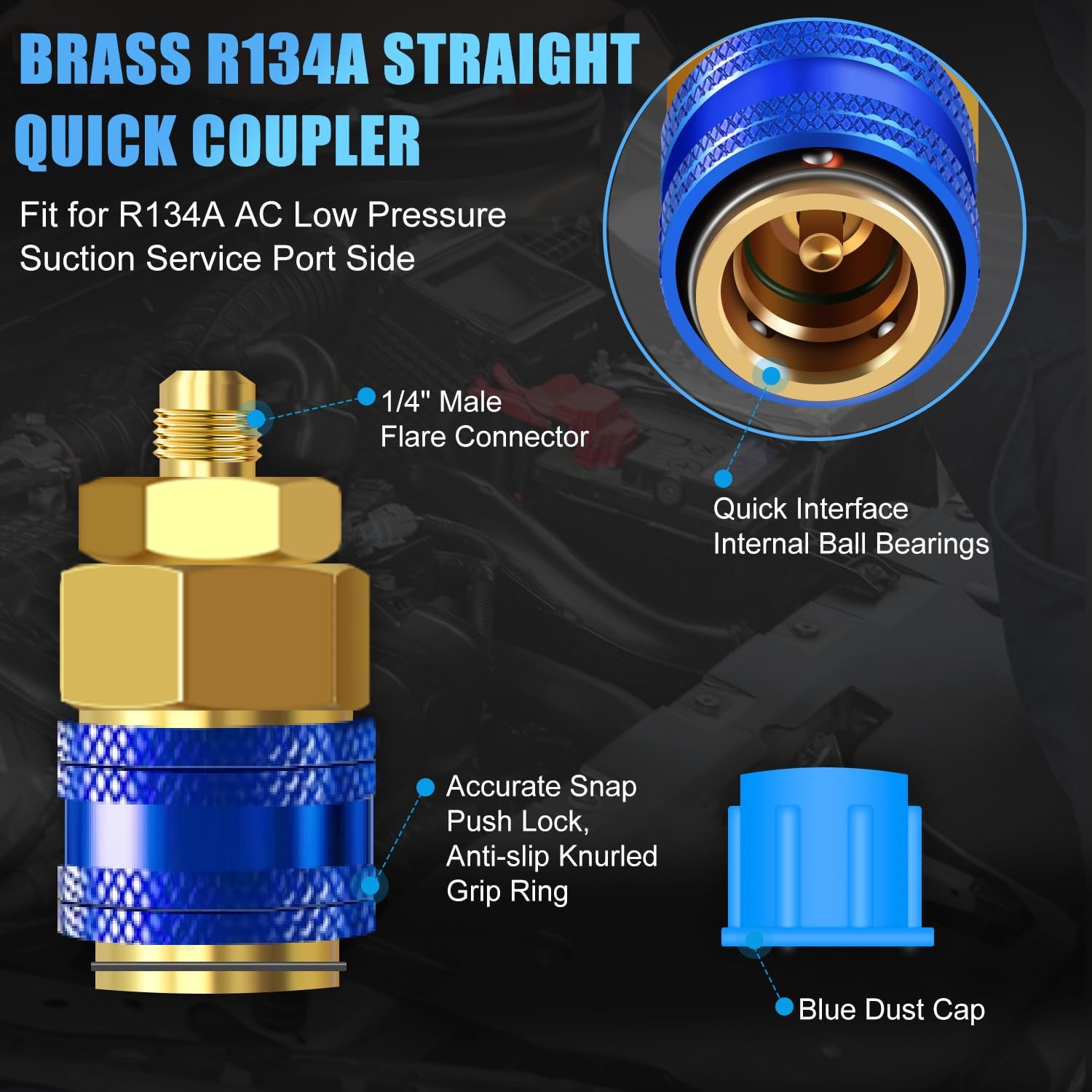 AC Charge Hose with Gauge for R134A Car HVAC Refrigerant Low Pressure Kit