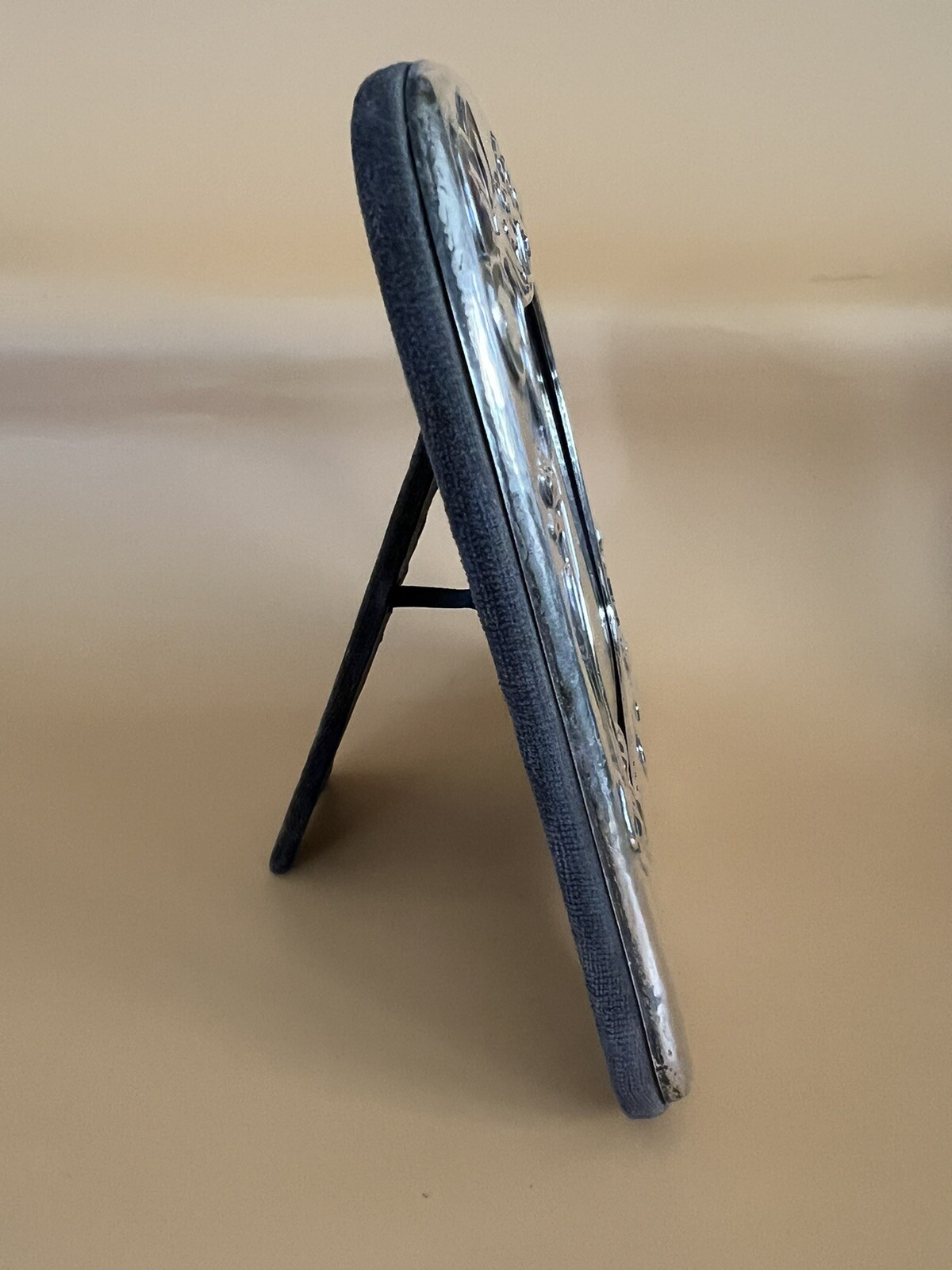 English Hammered Sterling & Enamel Art Nouveau Style Photo Frame