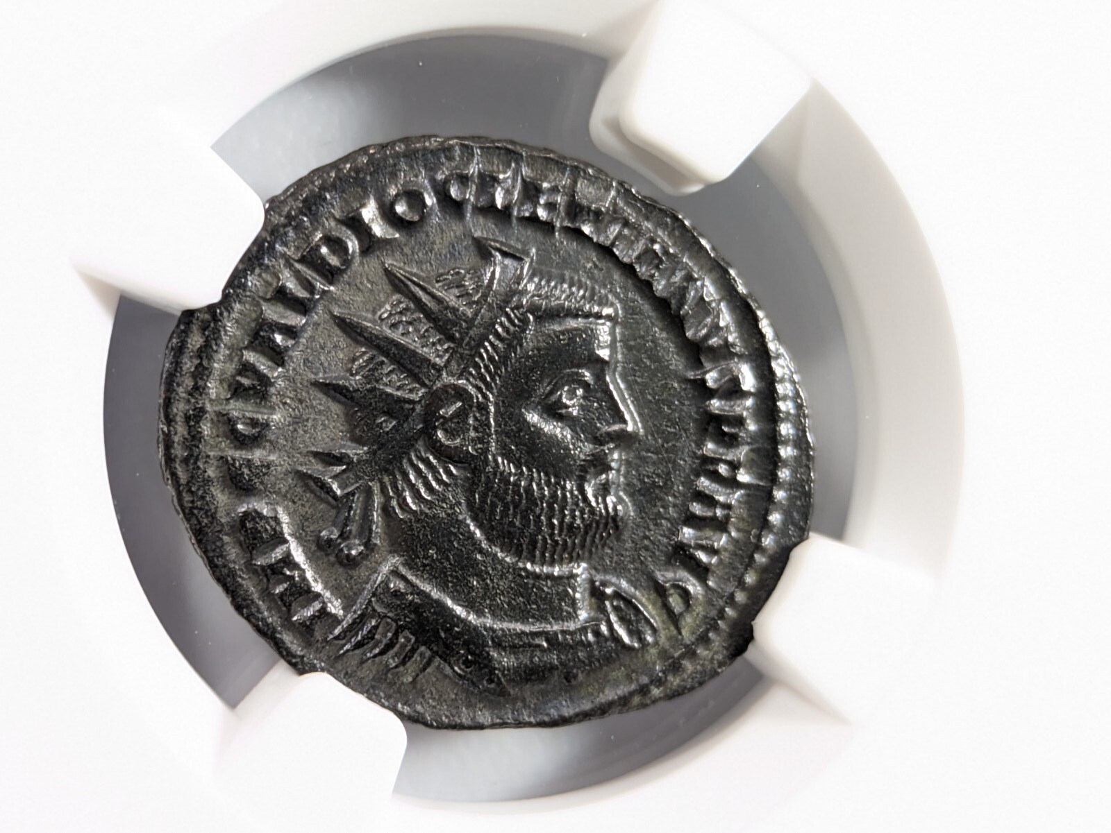 Diocletian Roman Empire AD 284-305 NGC AU Post Ref Radiate Aurelianianus Soldier