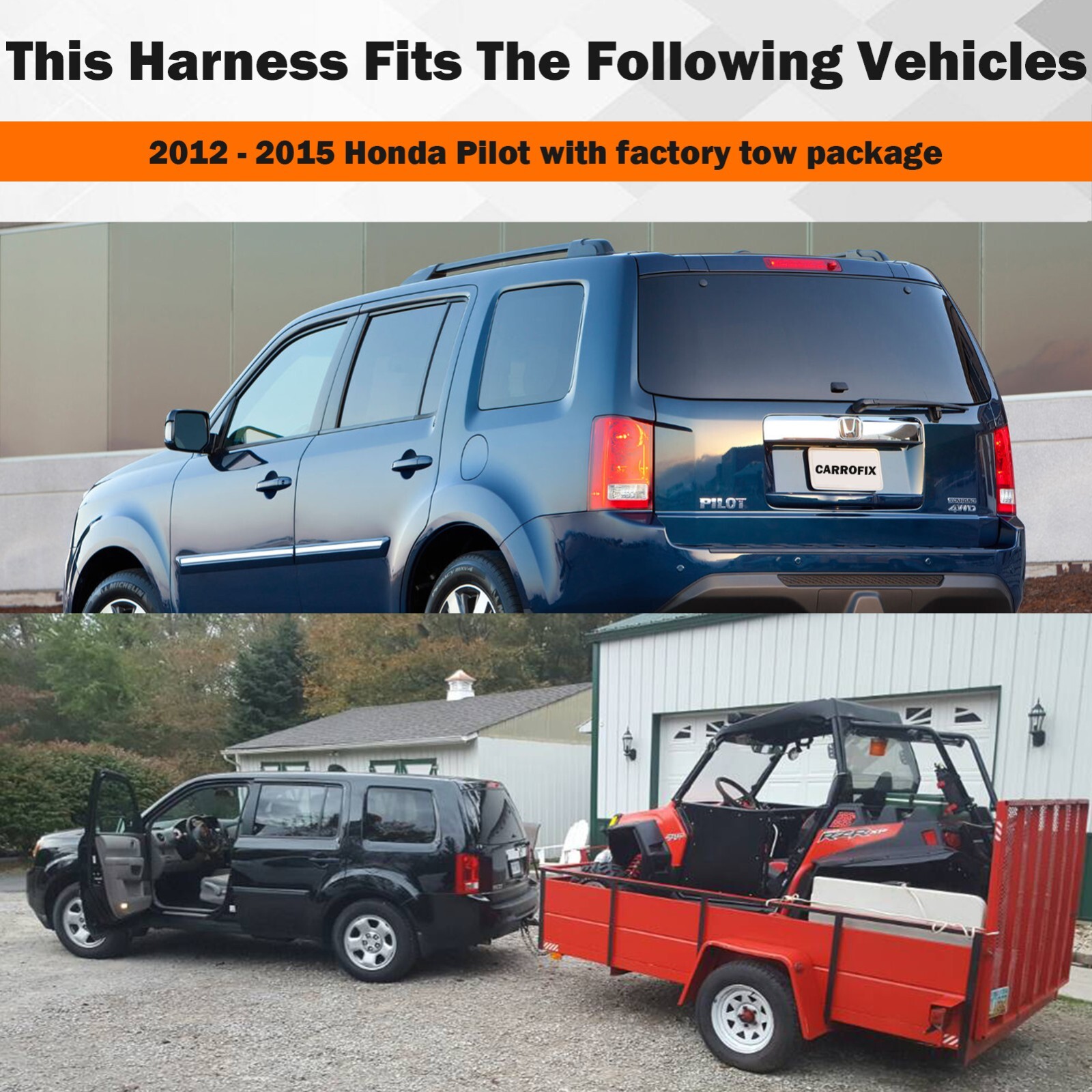 Custom Fit Vehicle 4 Way Flat Trailer Wiring Harness for 2012 - 2015 Honda Pilot