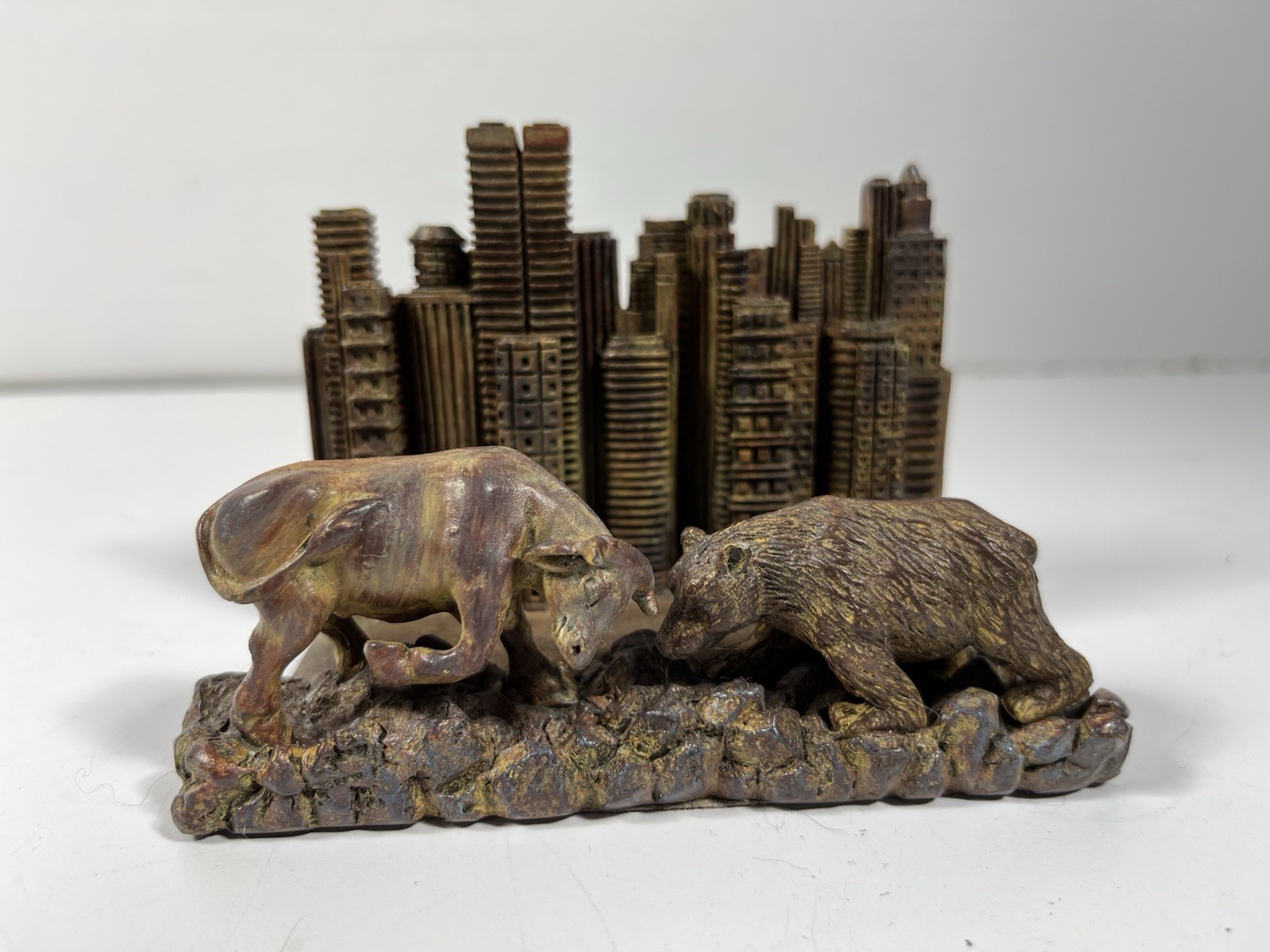 BEAR & BULL Wall Street Stock Market Business card Holder Indigo Gate Silvestri