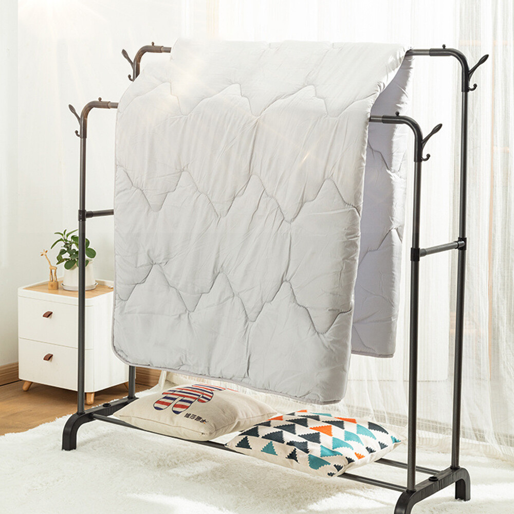 43.3" Heavy Duty Rolling Clothing Garment Rack, Double Rail Clothes Organizer
