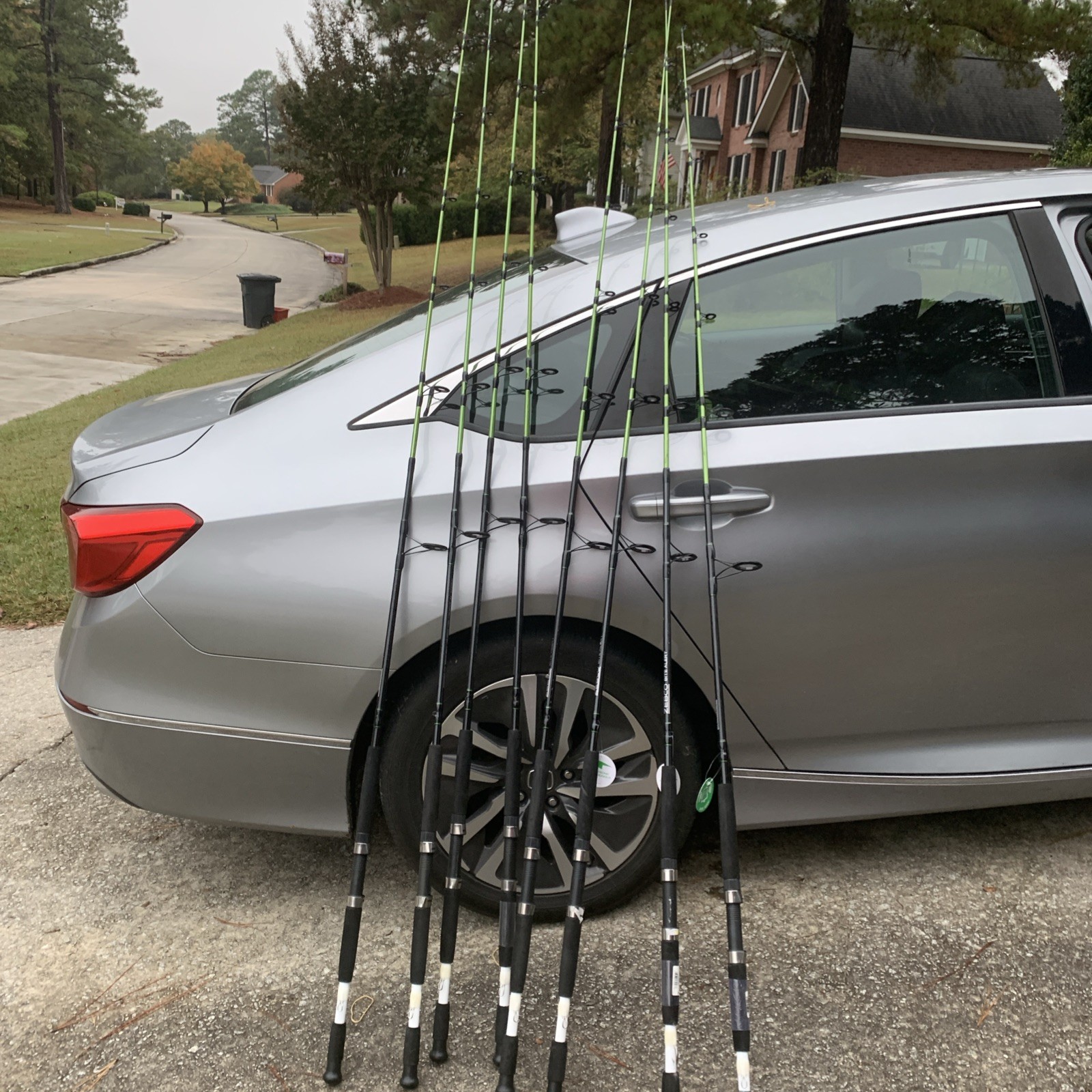 (Lot of 2) Zebco Bite Alert Spinning Fishing Rod 2pc 7' Medium Heavy 17-50lb.