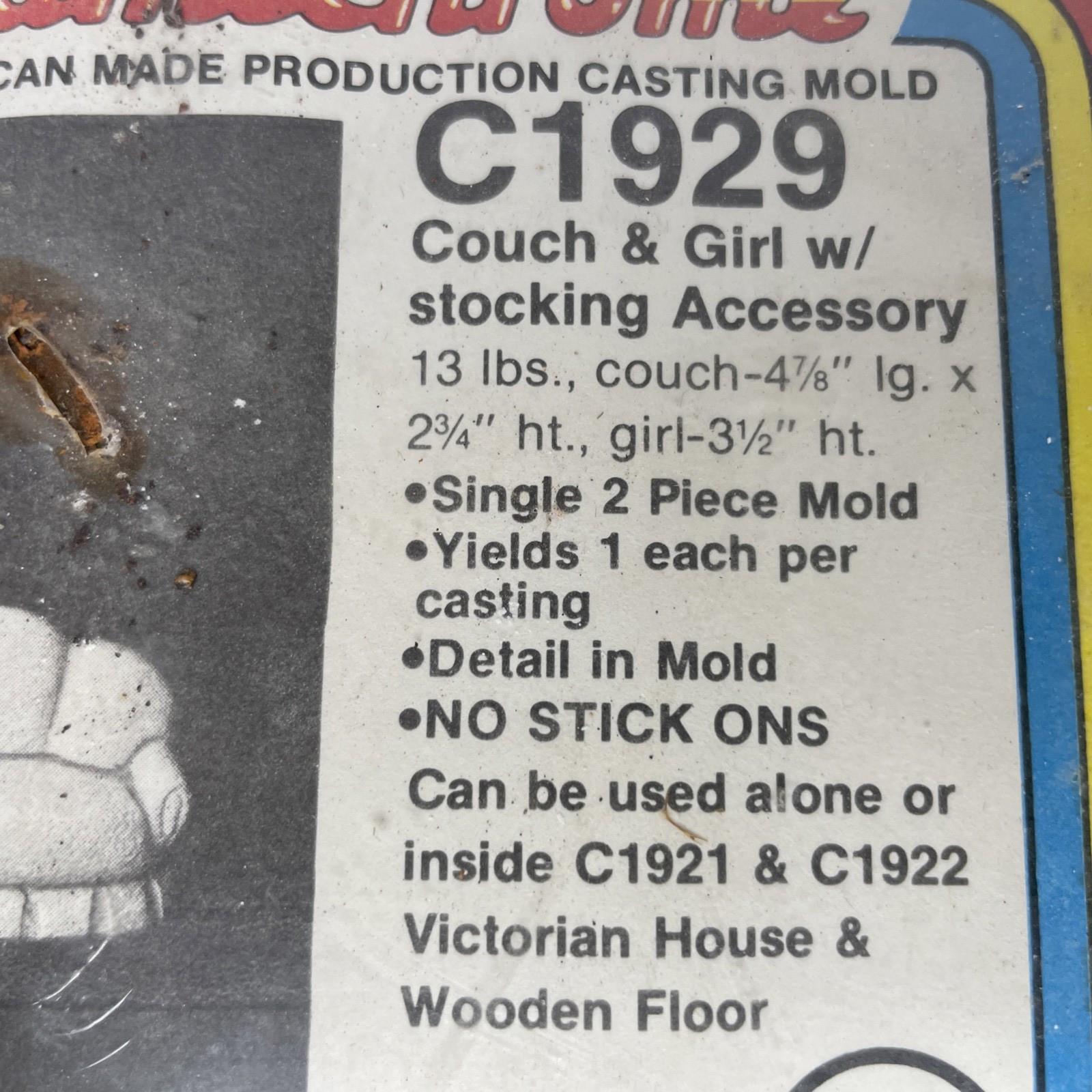 Ceramichrome C-1929 Cast Couch & Girl Slip Casting Pour Ceramic Mold 1989 NEW