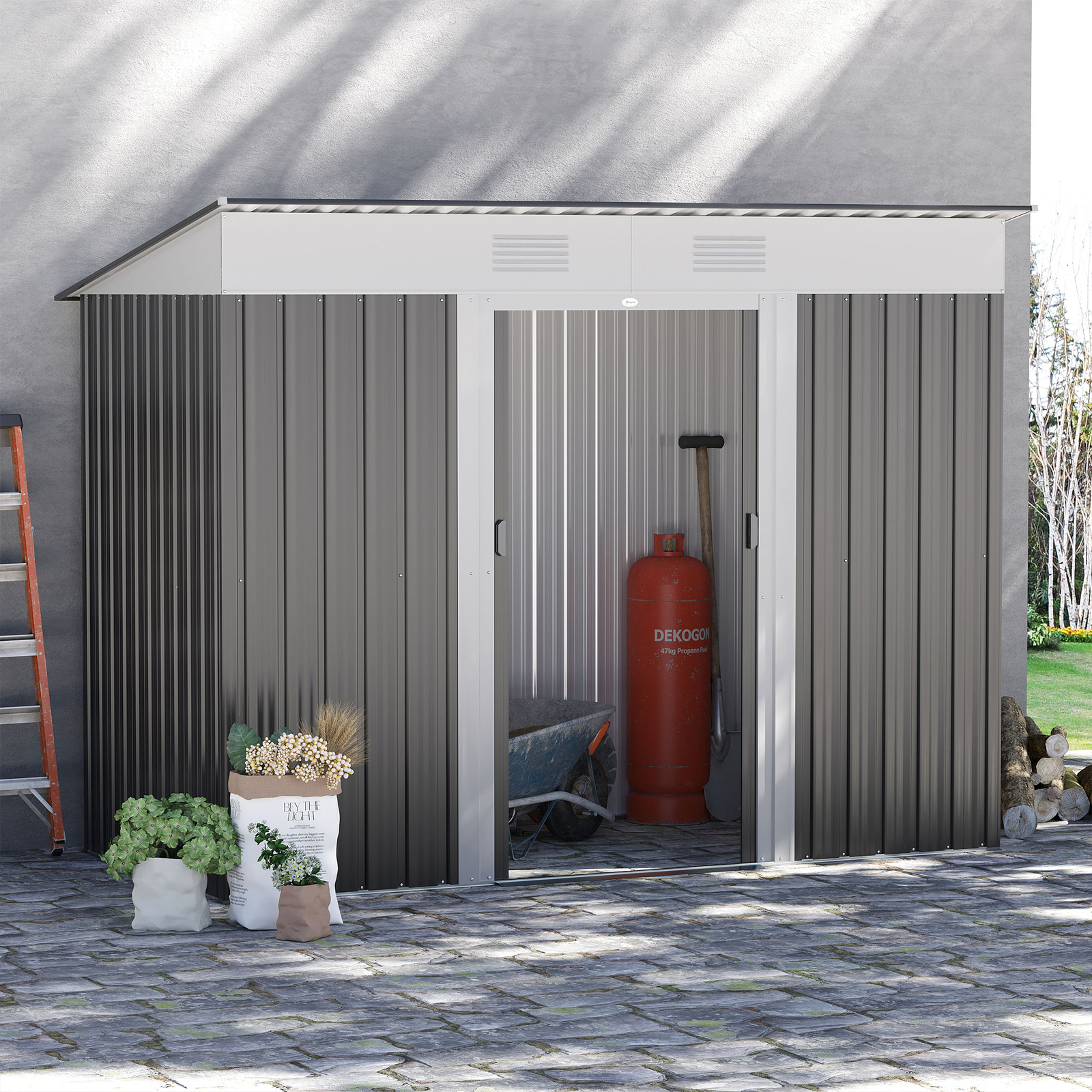 8' x 4' Metal Outdoor Storage Garden Shed with 2 Air Vents
