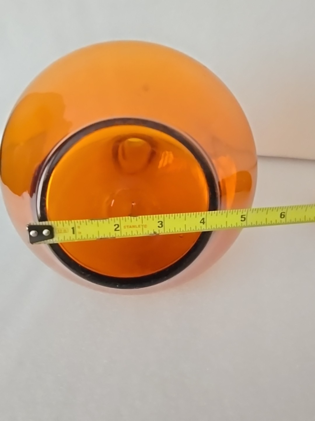 Blenko Orange Amber Glass Decanter Mushroom Stopper 14"