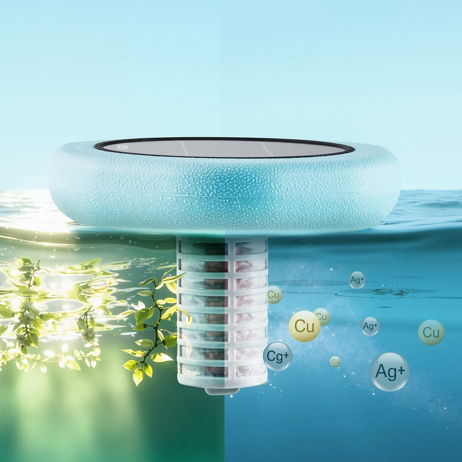 VEVOR Solar Pool Ionizer Hexagon Copper Pool Ionizer Up to 45000 Gal Green