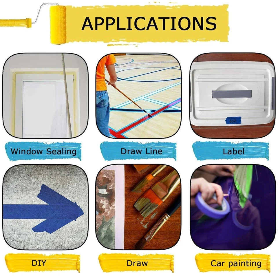 4 Rolls Blue Painters Tape, Masking Tape, Painter'S Tape, Painting Tape with Mul