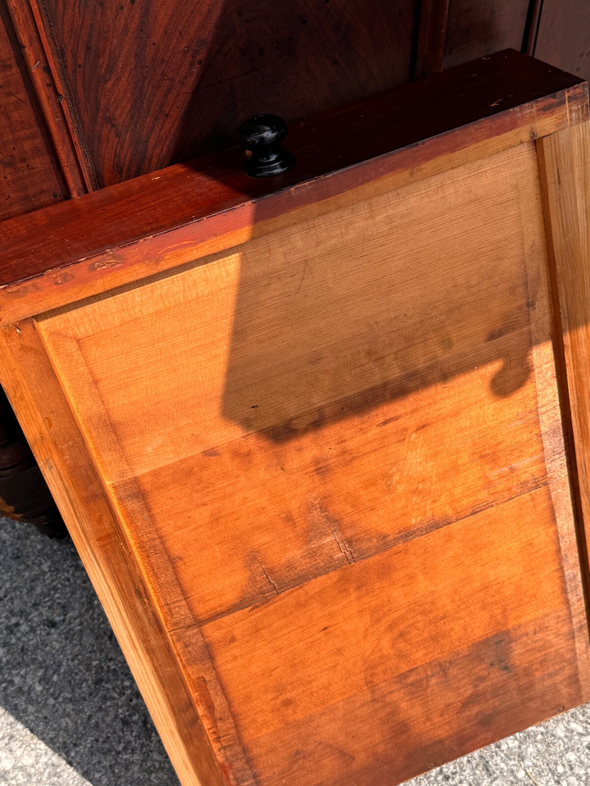 Antique paint decorated primitive country store cabinet cupboard podium folky