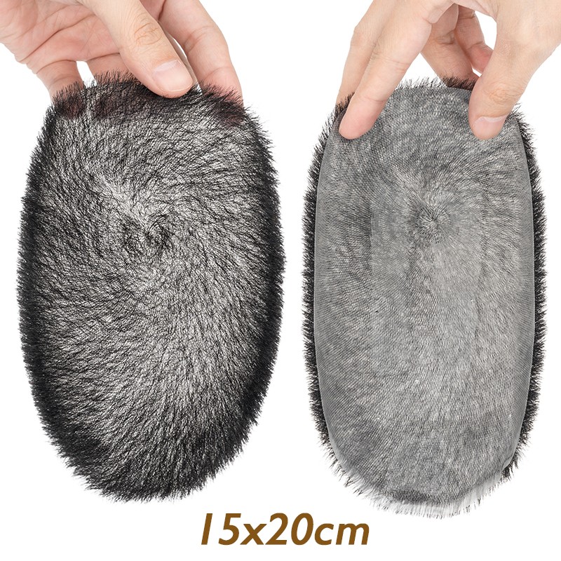 Men's Toupee Human Hair Ultra Thin Skin PU Hairpiece System Wig Short Buzz Cut