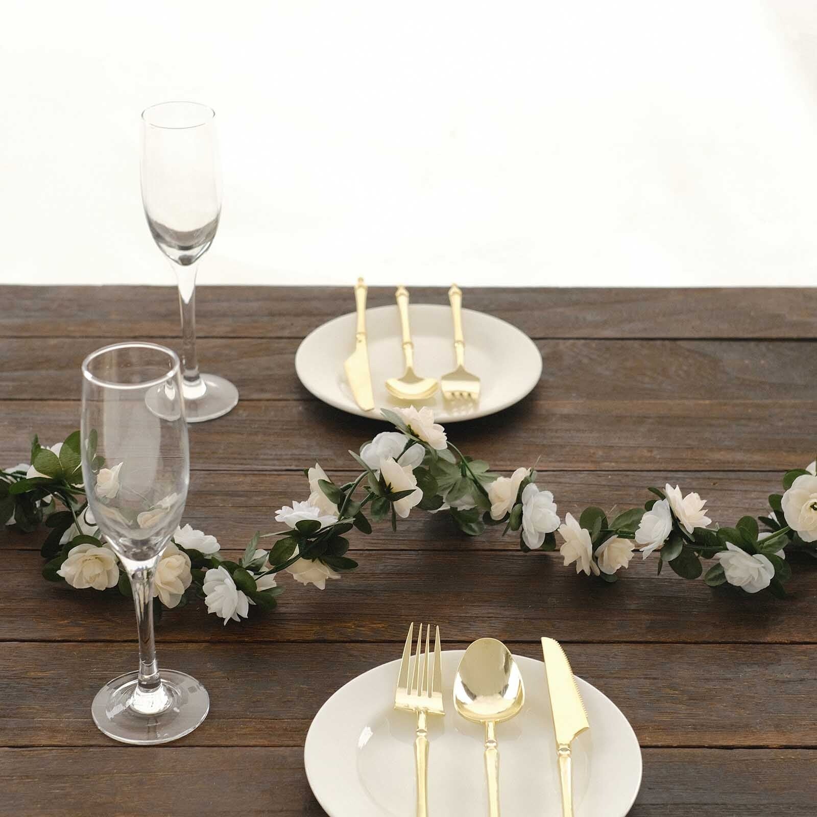 2 Silk 8 ft Artificial Mini Rose Flowers Hanging Garlands Wire Party Wedding