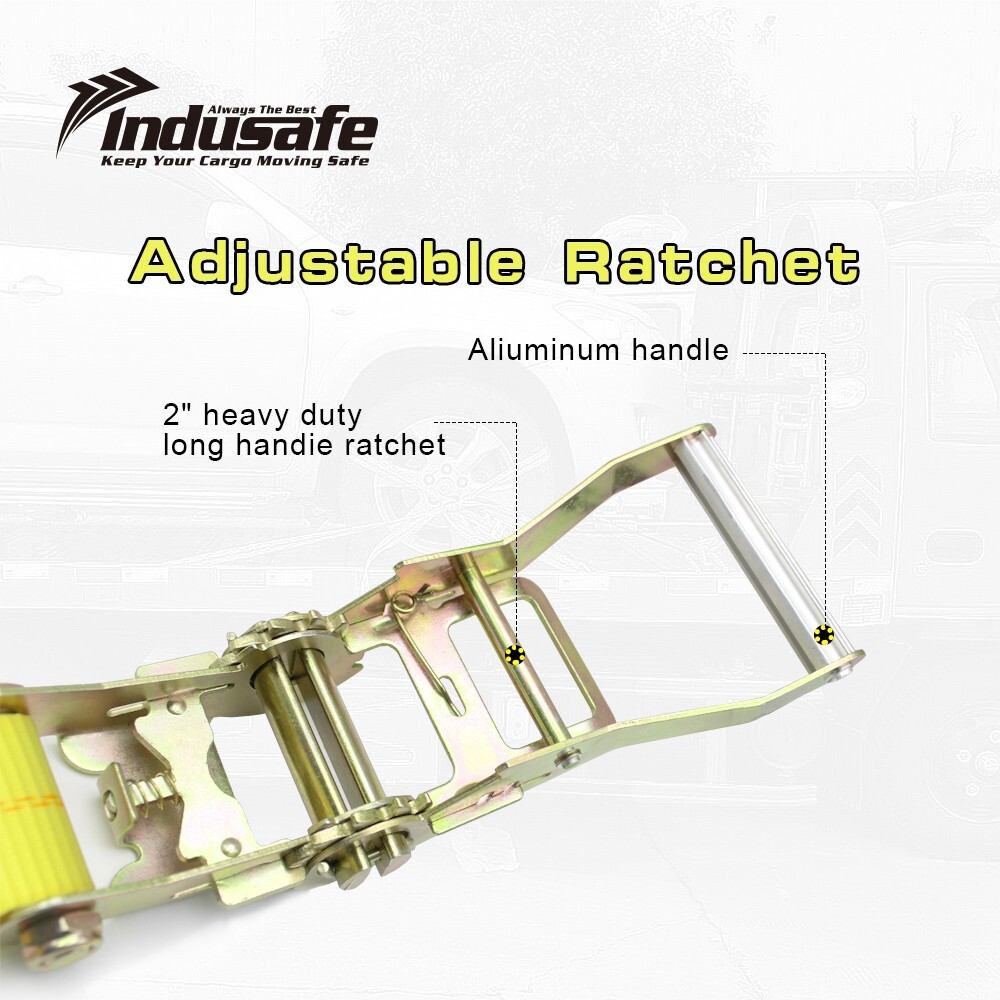 4 Pack Flat Hook Car Tie Down Straps Auto Hauler Ratchet Strap Kit Side Mount