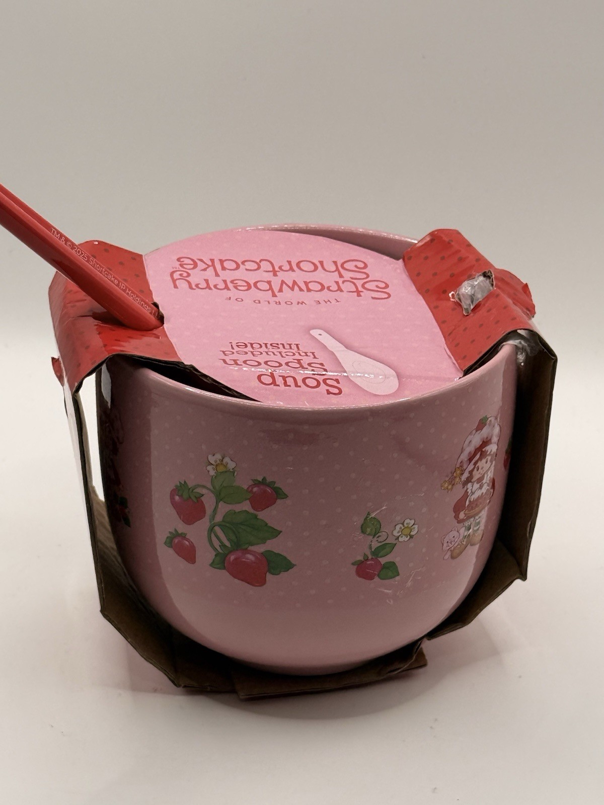 Strawberry Shortcake Pink Ramen Bowl 3piece Set Chopsticks & Spoon 🍓 New In Box