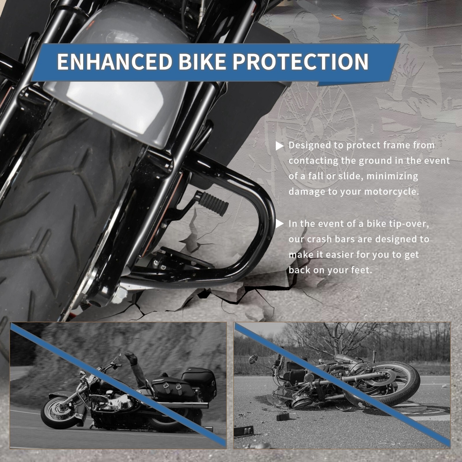 Touring Engine Guard Crash Bar for 2014-Later Harley Street Glide Silver