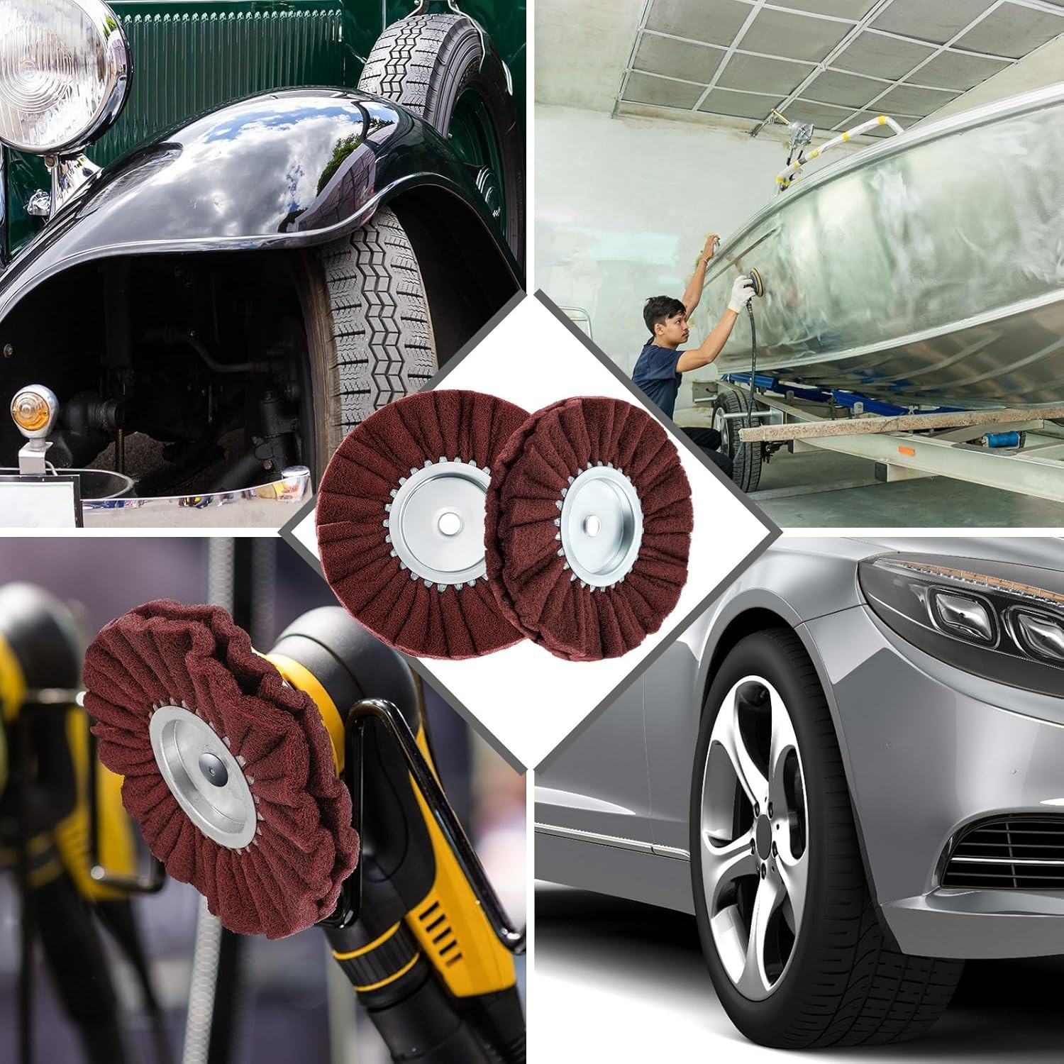 7 Pcs 8" Airway Buffing Wheel Kit in Diameter 5/8" in Arbor Hole, Aluminum Metal