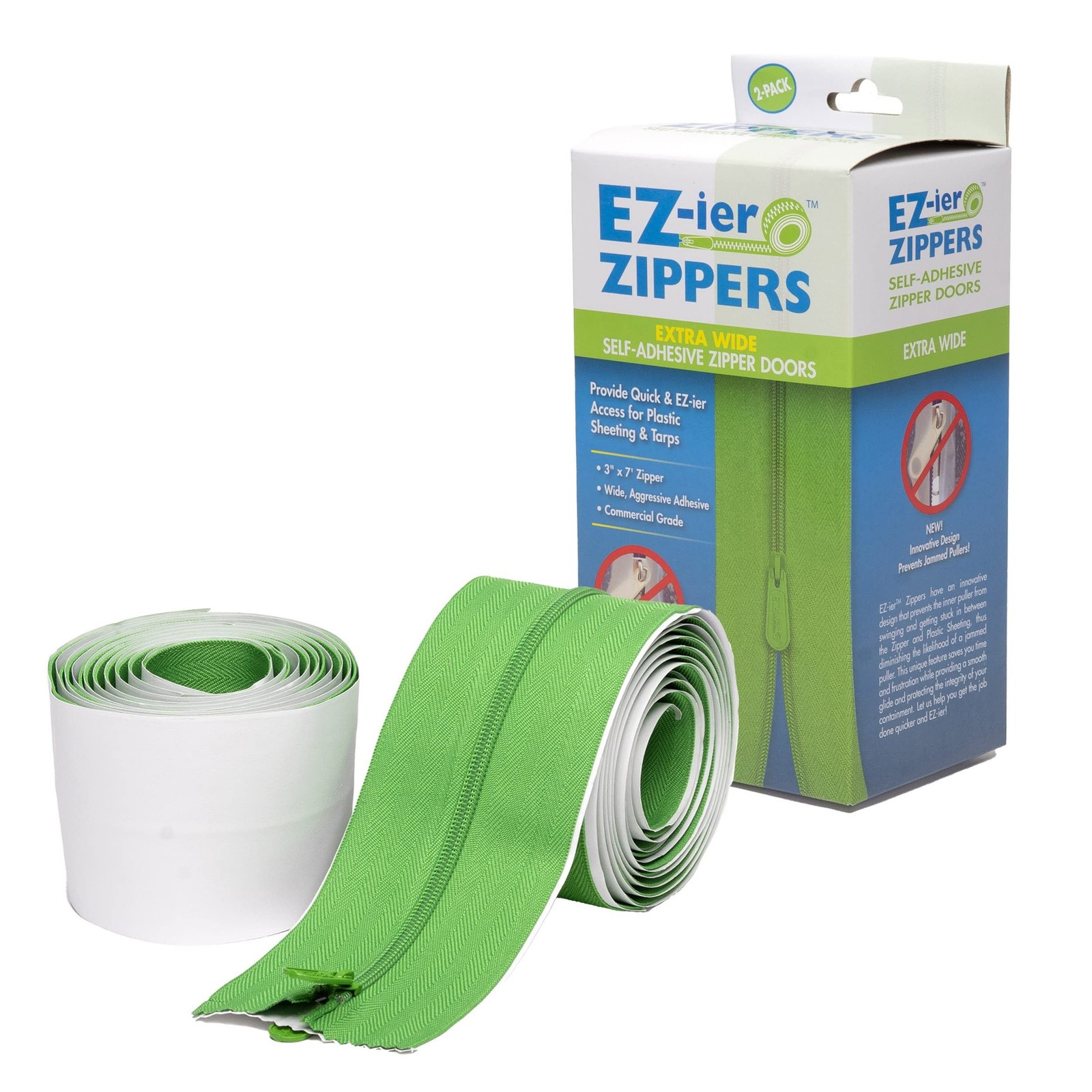 EZ-ier Products Heavy Duty Adhesive Zippers (2 Pack), Commercial Grade, 3" x ...
