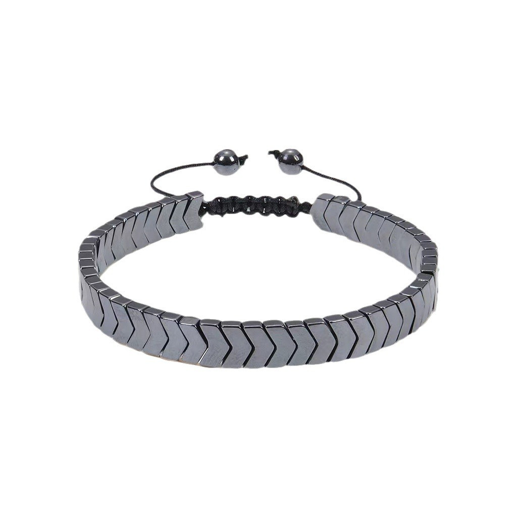 Hematite Bracelet Natural Black Adjustable Healing Men Women Reiki