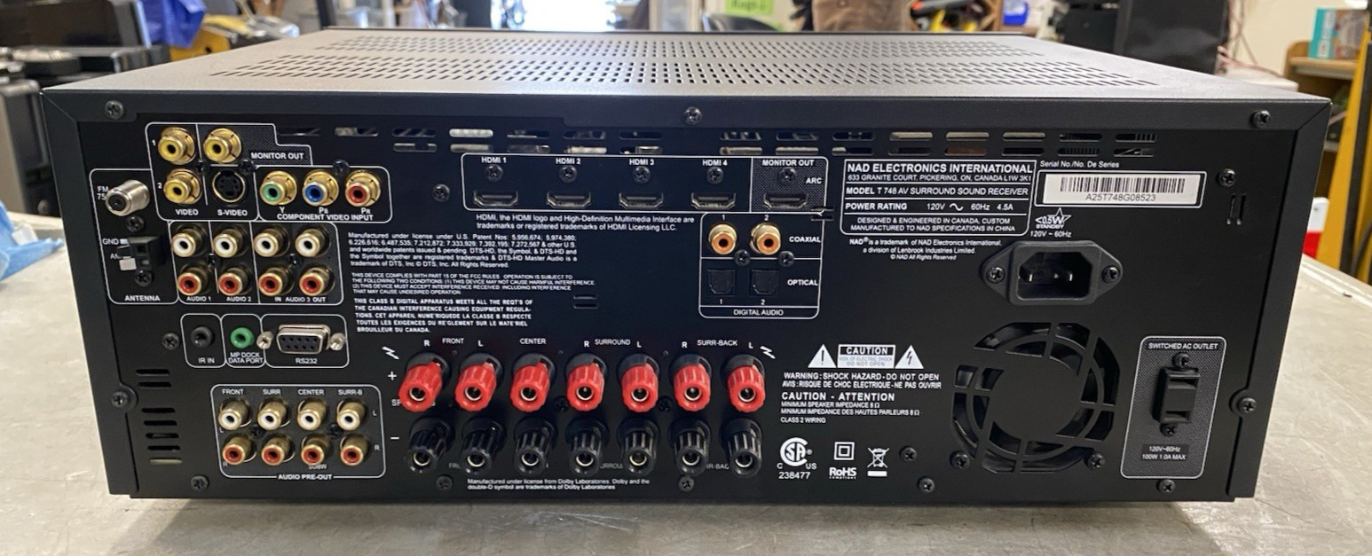 NAD T 748 AV 7.1 Channel Surround Sound Receiver - TESTED WORKING