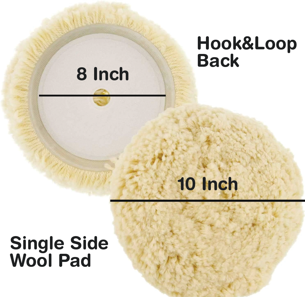 8" Wool Compounding Buff and Shine Pad - Hook and Loop Grip