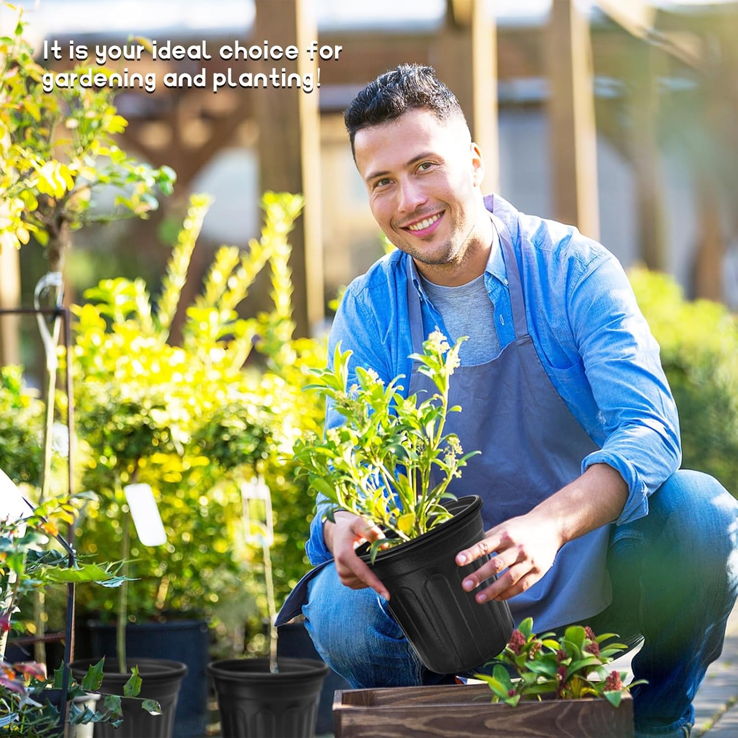 60 Pack 1 Gallon Flexible Plant Nursery Pots Black Plastic Plant Pots with Holes