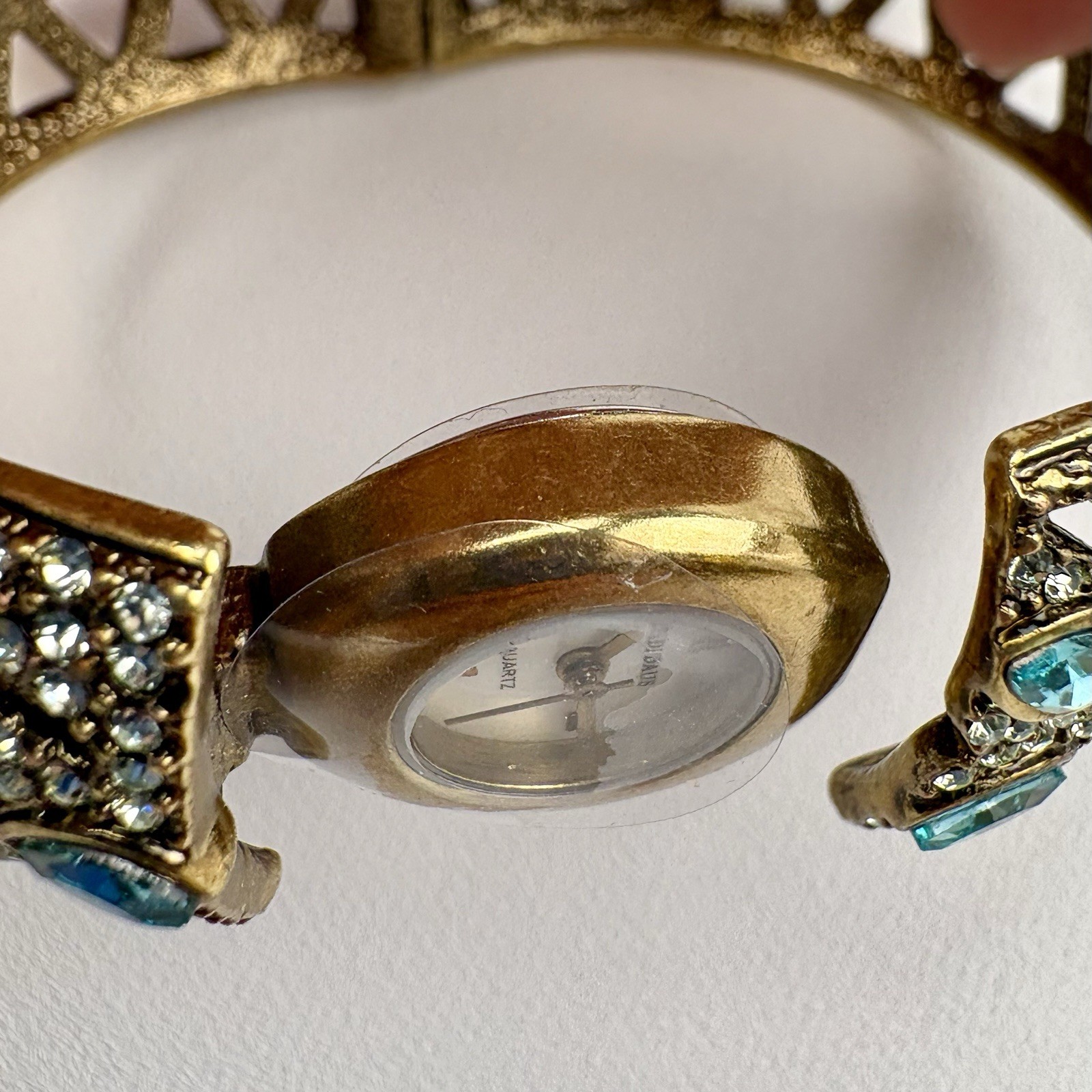 Vintage Heidi Daus Hidden Watch Swarovski Hinged Bangle Bracelet B10258