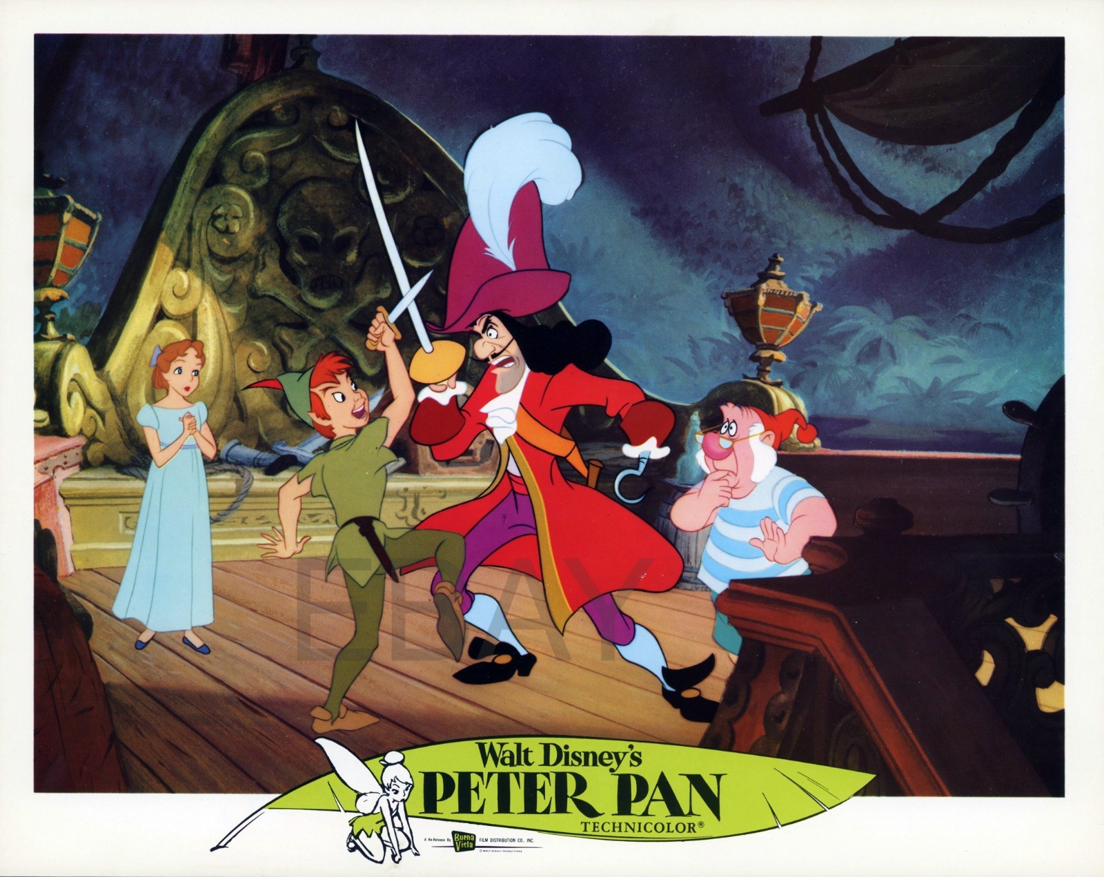 Disney PETER PAN (R1976) - Vintage 11x14 lobby card set 9 + orig envelope NICE!