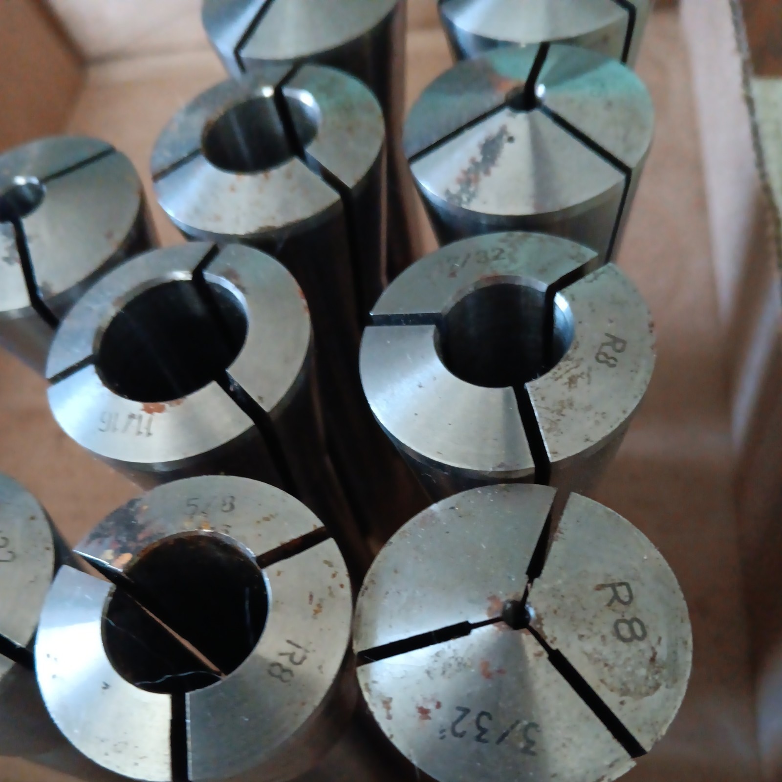 Lot Of 10 Used Assorted R8 Collets/Toolholders - (As Shown) mixed sizes