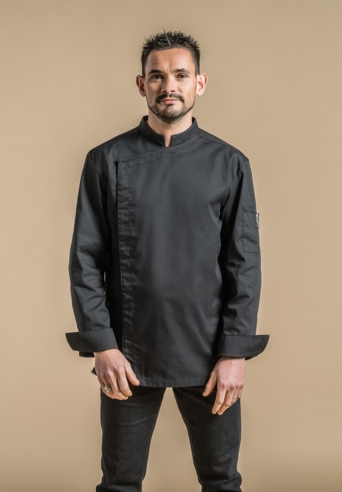 Chef Works Men's Lansing Chef Coat Black Large New Professional Kitchen Jacket