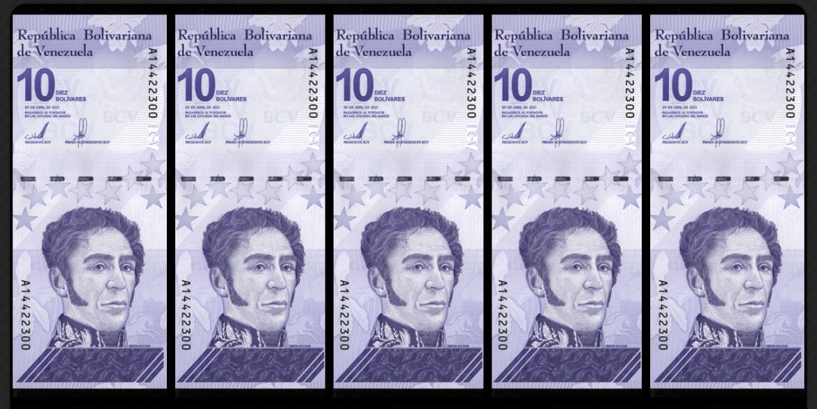 VENEZUELA 10 DIGITALES 2021 qty 5 UNC 10 million bolivar soberano New USA