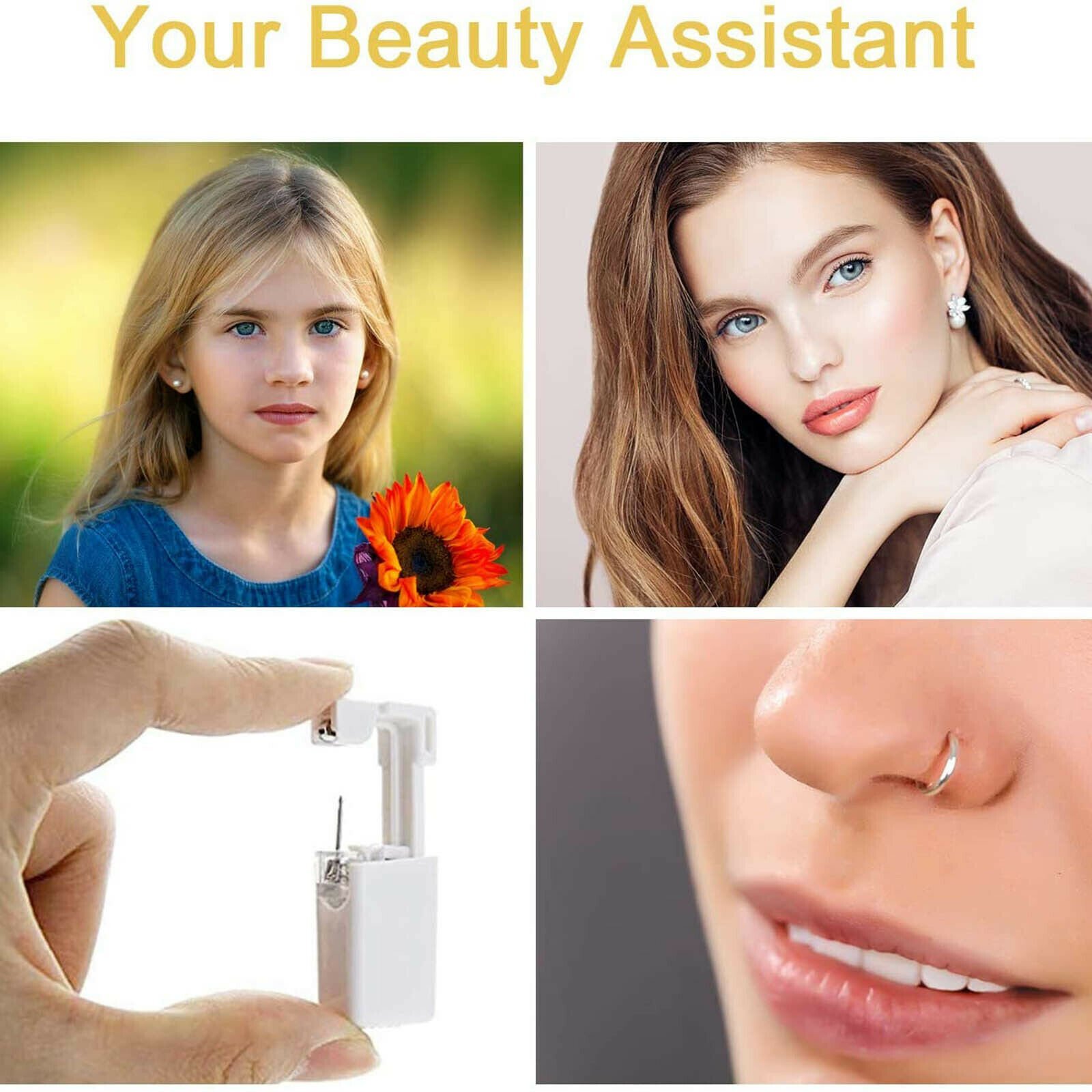 6× Ear Piercing Disposable Kit Silver Stud Earring Gun DIY Home Self Ear Sets US