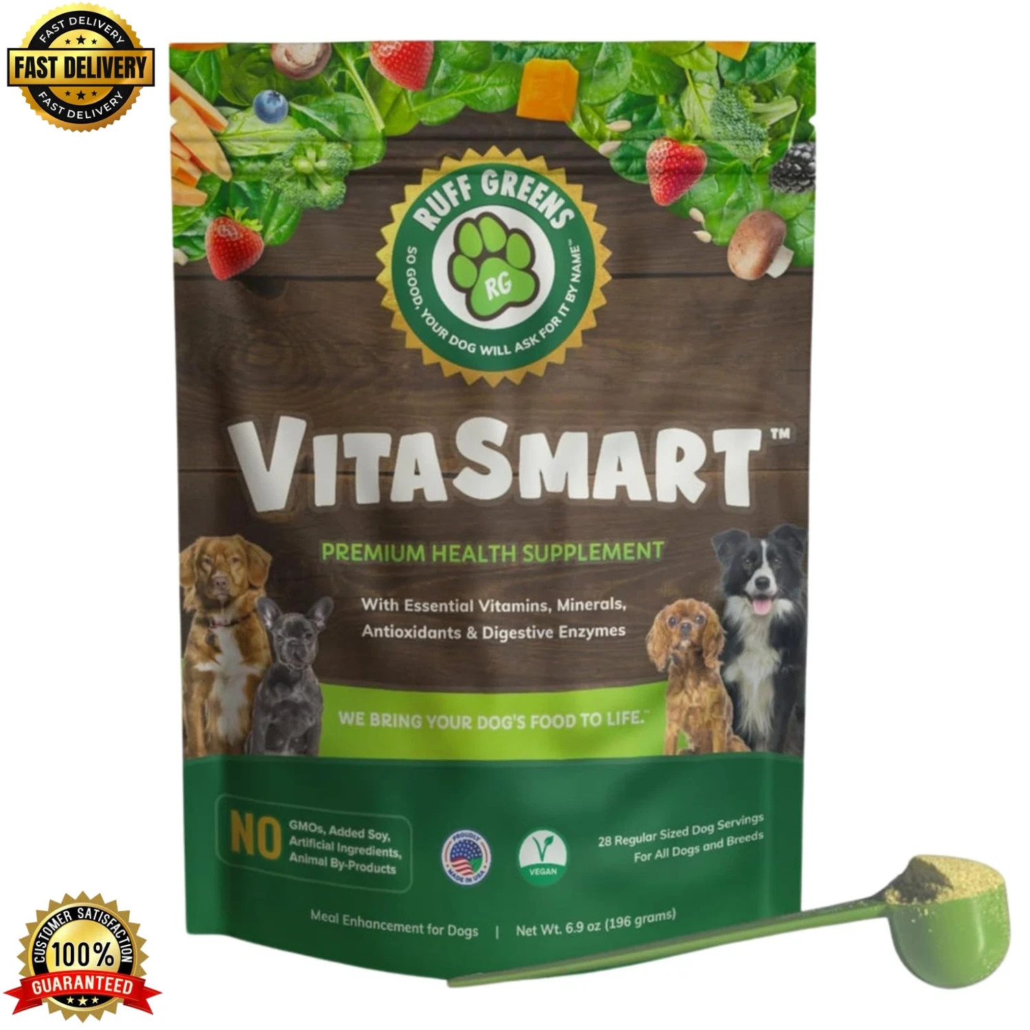 Ruff Greens VitaSmart - Dog Food Topper & Joint Supplement - 6.9 oz