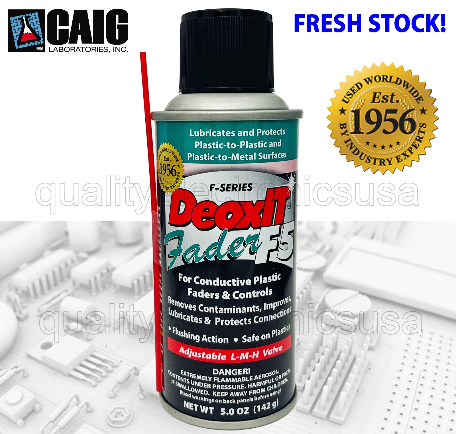 DeoxIT Fader F5S-H6, L-M-H Spray Valve, 5% Solution, 5oz, FRESH STOCK CAIG LABS
