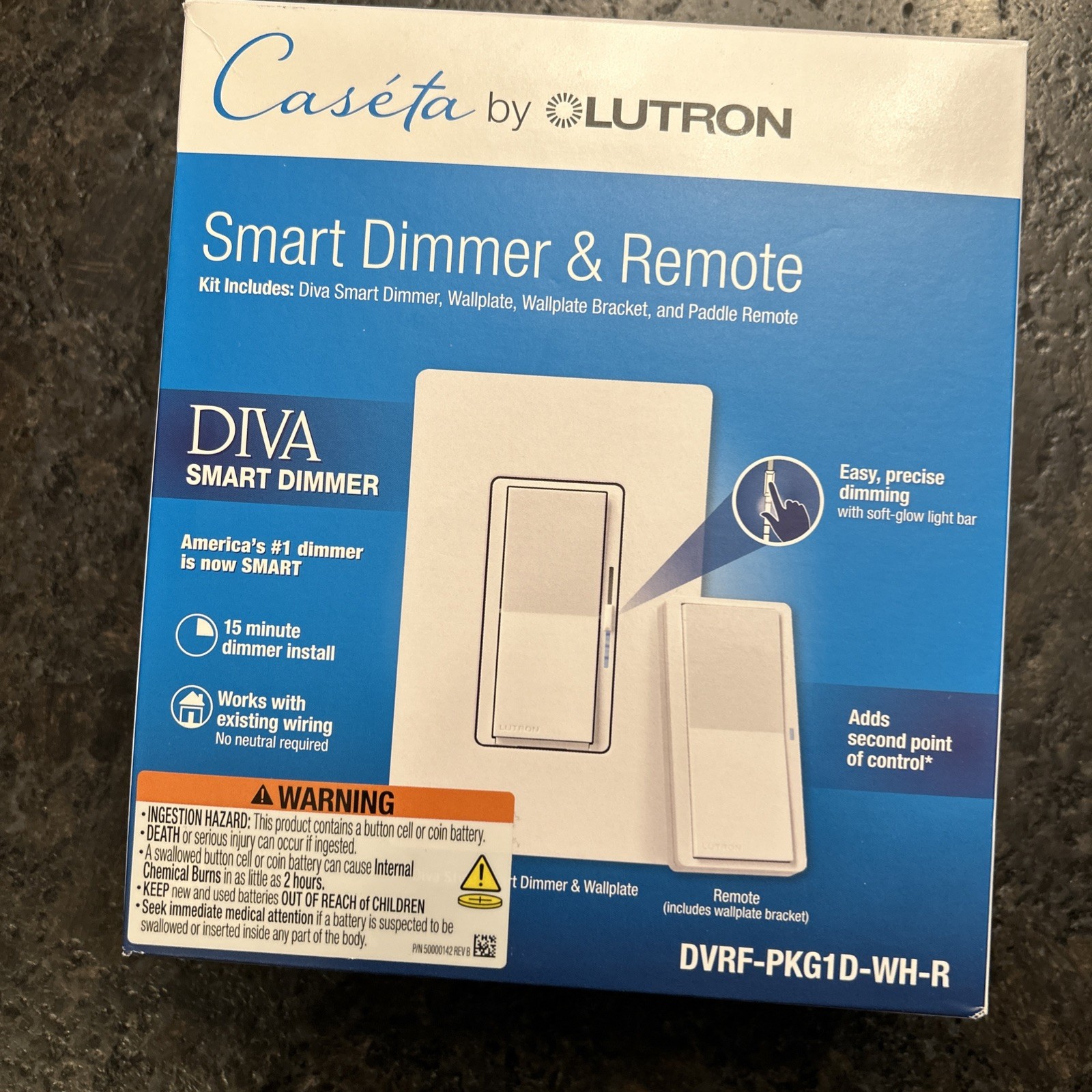 Lutron Diva Smart 150W LED Dimmer Switch - White (DVRF-PKG1D-WH-R)