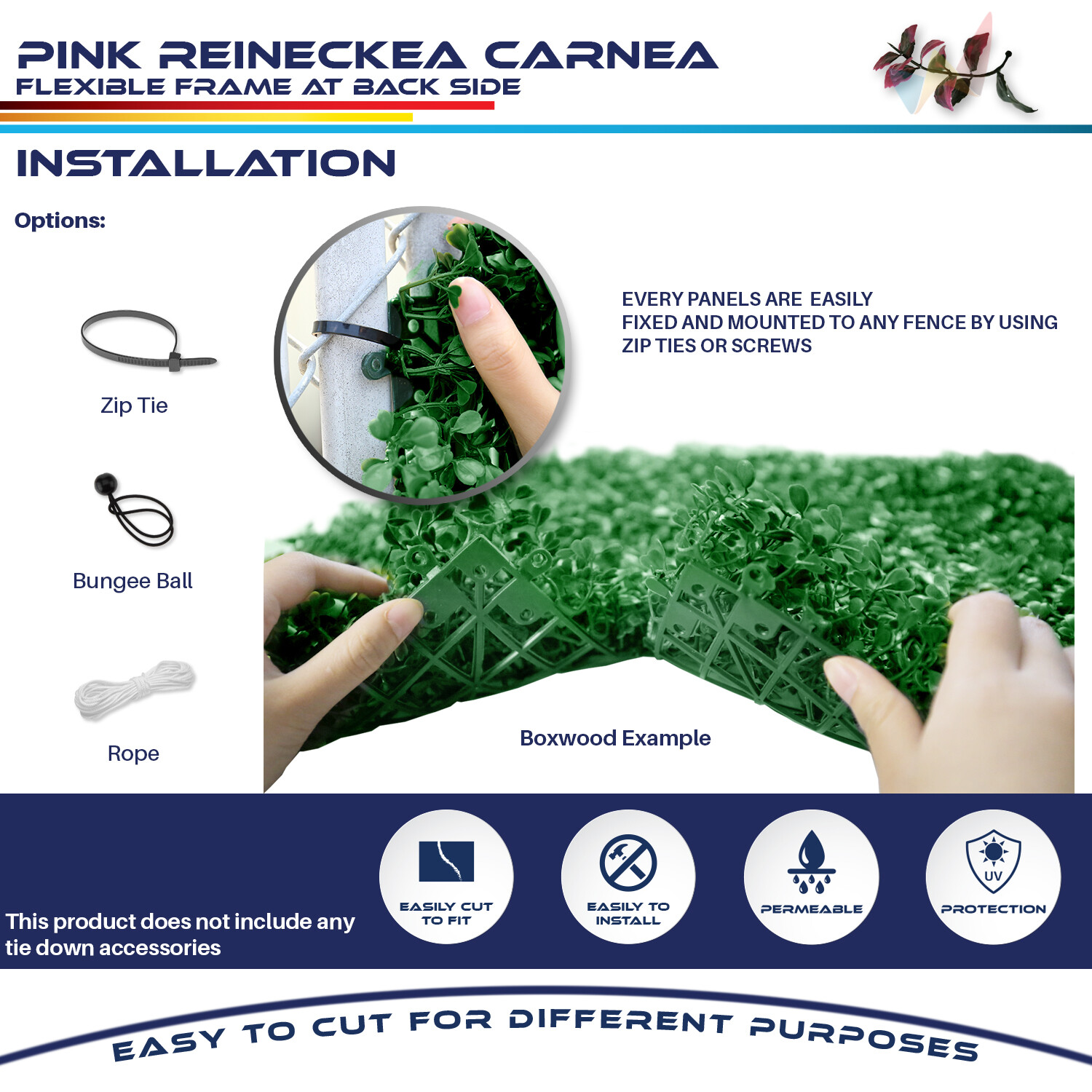 20"x20'' Artificial Pink Reineckea Carnea Mat Wall Hedge Decor Fence Panel Grass