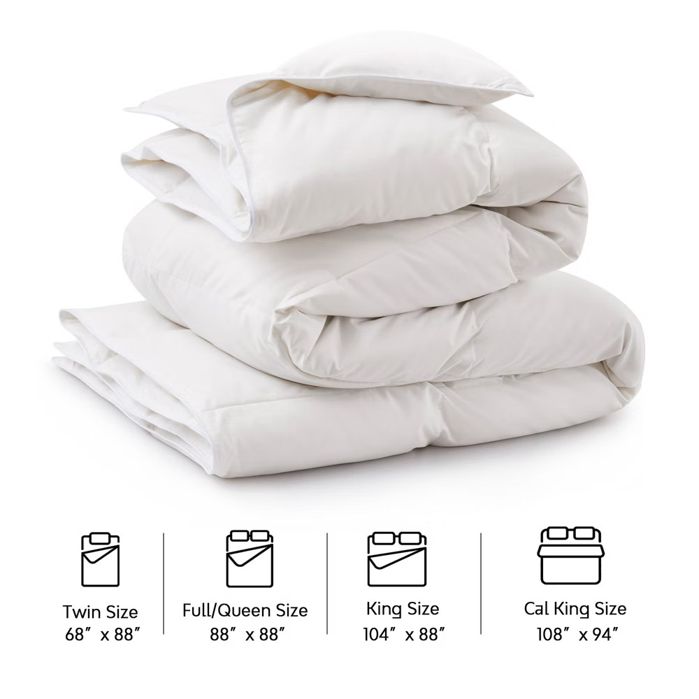 Peace Nest Medium Weight White Goose Down Comforter - Ultra Soft Noiseless