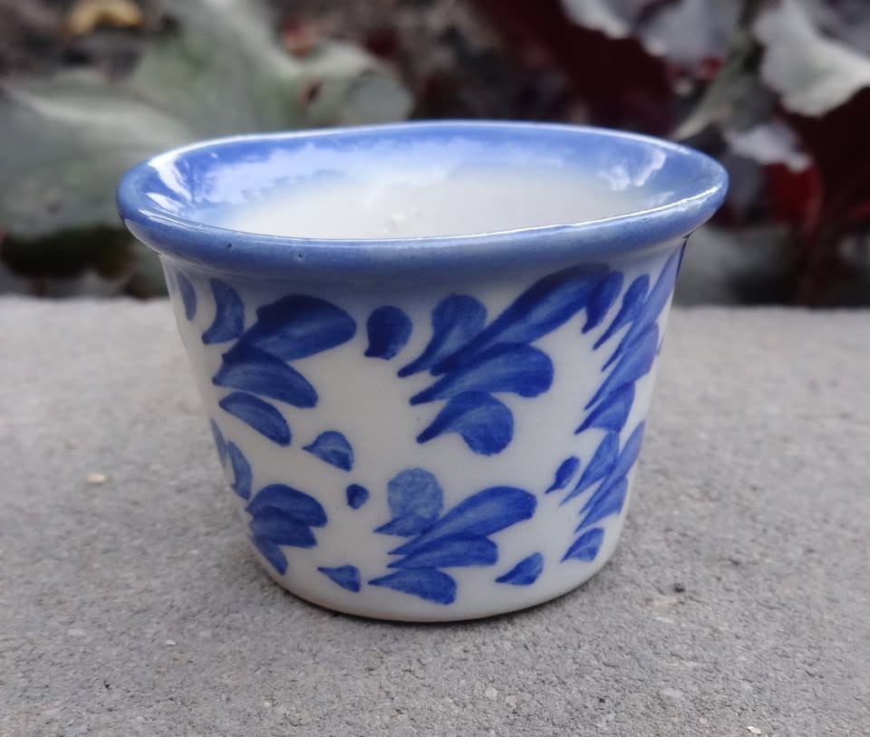 Tiny, Flow-Blue Style Porcelain Open Salt Dip, Cellar, Dish!